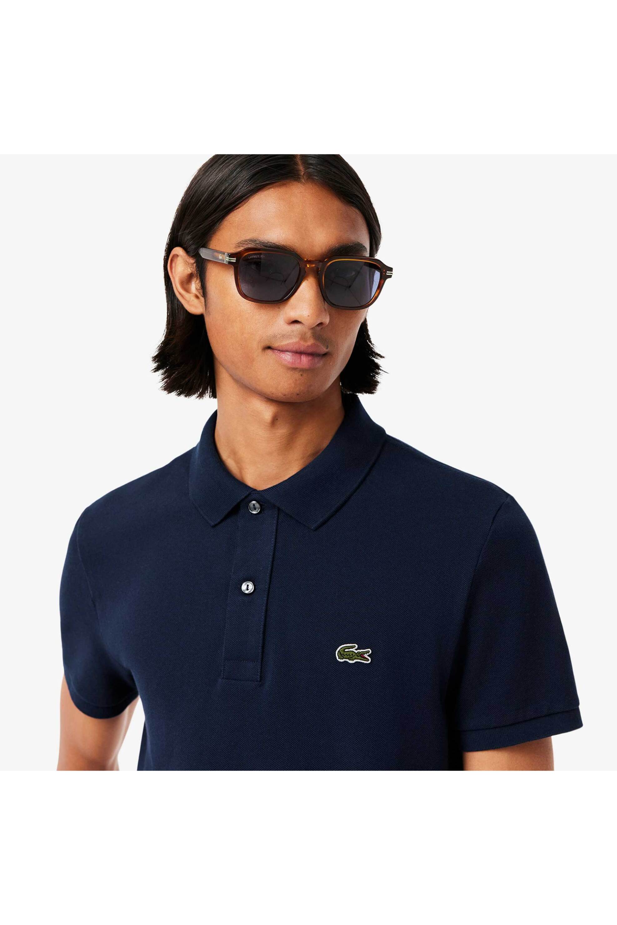 Lacoste ανδρική μπλούζα πόλο πικέ κοντομάνικη με κεντημένο λογότυπο Slim Fit - PH4012 Μπλε Σκούρο φωτογραφία