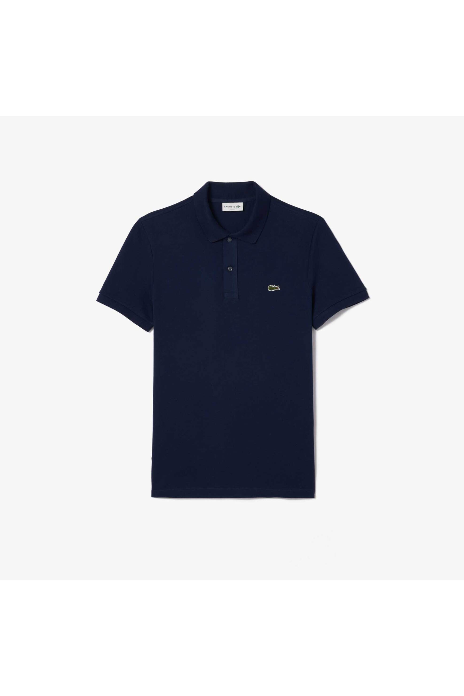 Lacoste Ανδρική Μπλούζα Πόλο Πικέ Κοντομάνικη με Κεντημένο Λογότυπο Slim Fit - Ph4012 Μπλε Σκούρο