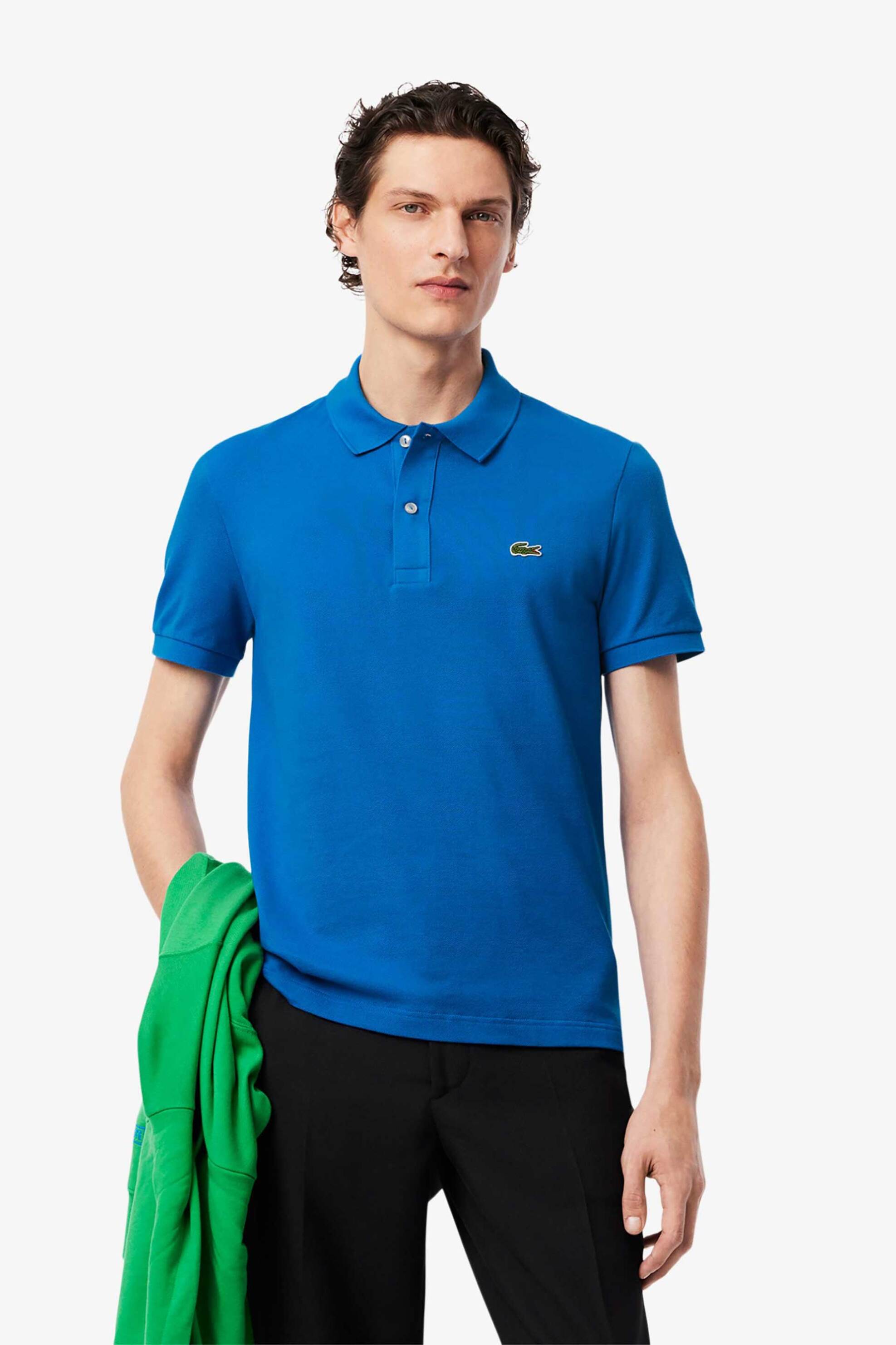 Lacoste ανδρική μπλούζα πόλο πικέ κοντομάνικη με κεντημένο λογότυπο Slim Fit - PH4012 Μπλε