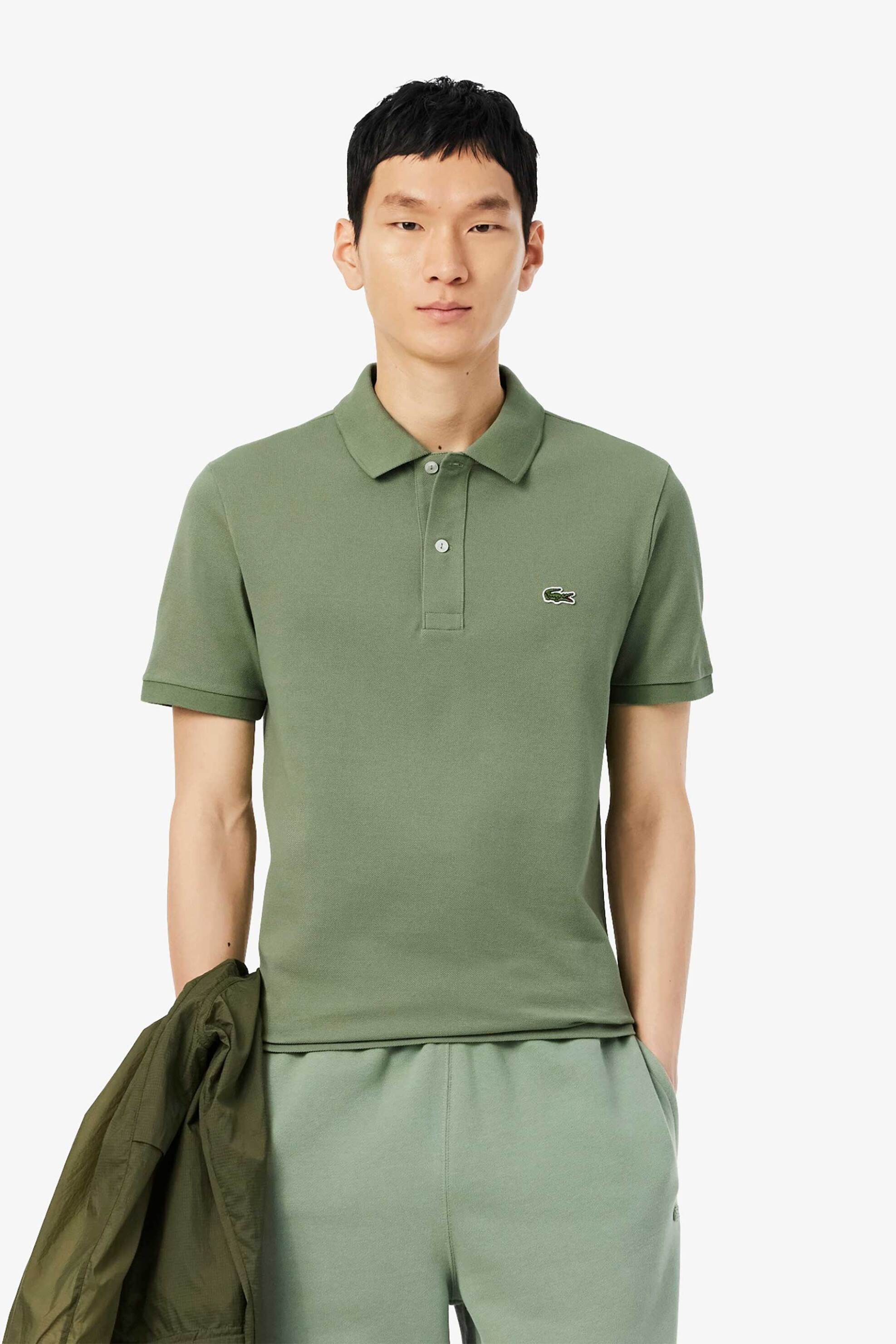 Lacoste ανδρική μπλούζα πόλο πικέ κοντομάνικη με κεντημένο λογότυπο Slim Fit - PH4012 Πράσινο Teal