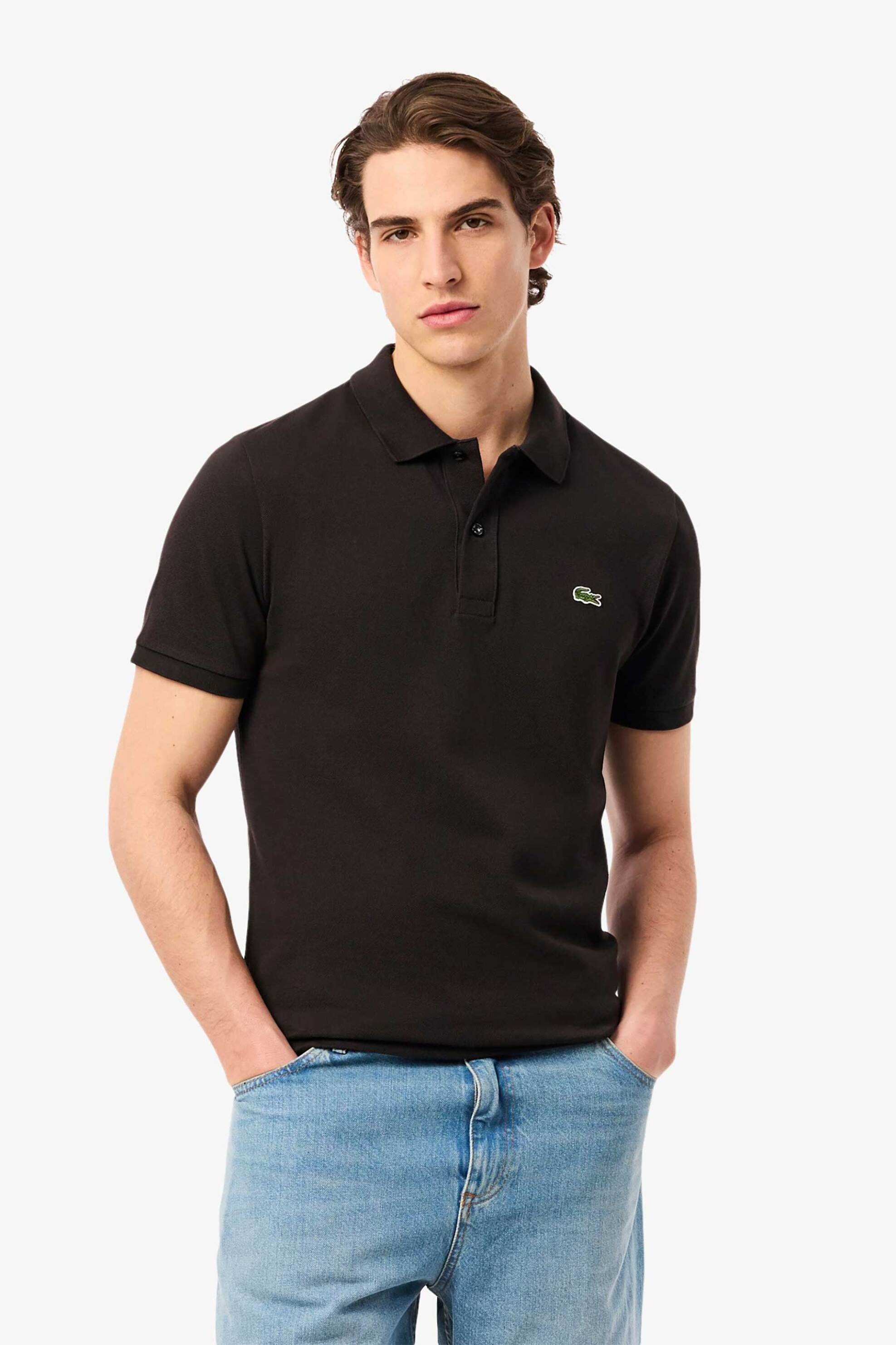 Lacoste ανδρική μπλούζα πόλο πικέ κοντομάνικη με κεντημένο λογότυπο Slim Fit - PH4012 Καφέ