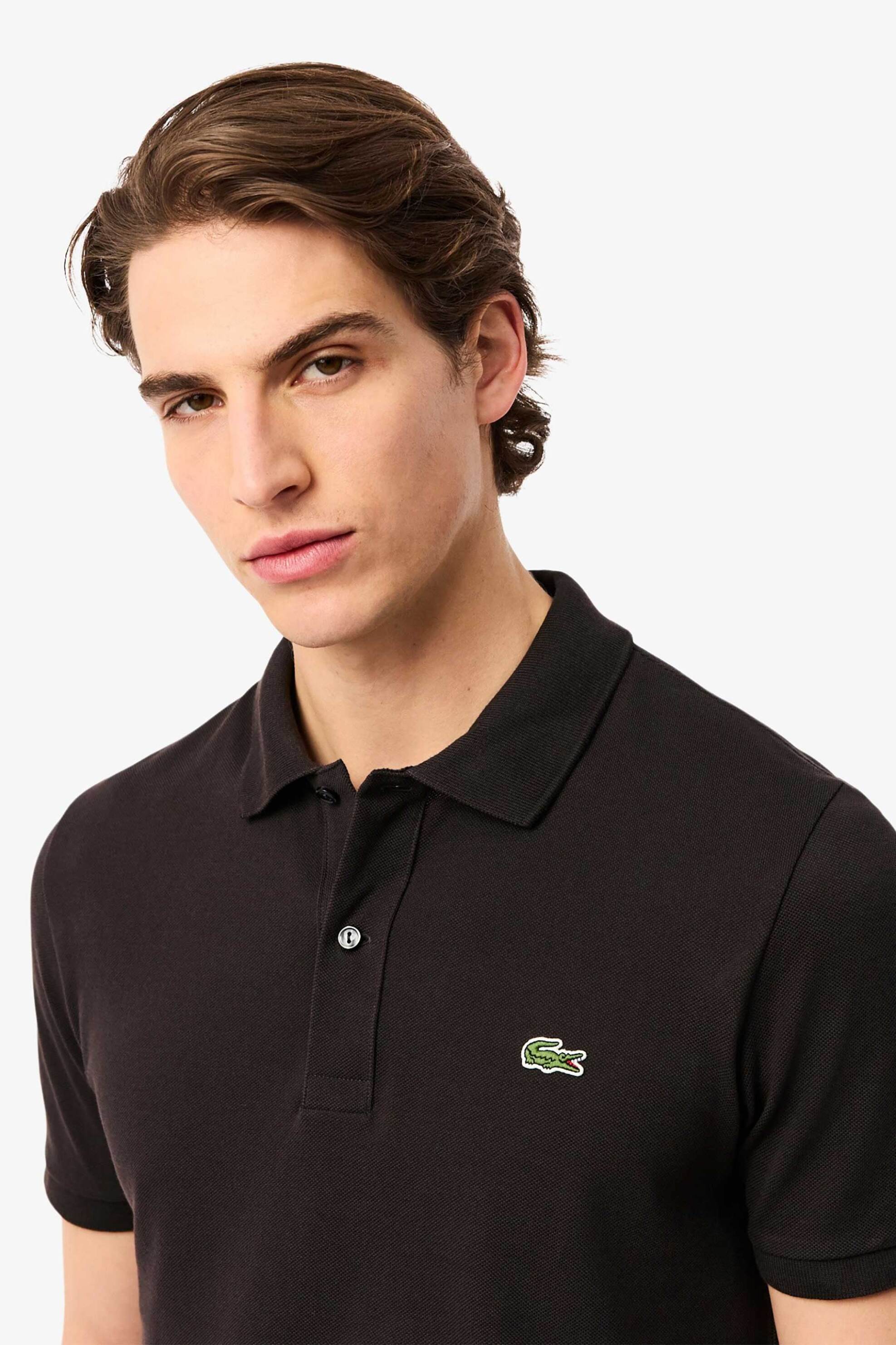 Lacoste ανδρική μπλούζα πόλο πικέ κοντομάνικη με κεντημένο λογότυπο Slim Fit - PH4012 Καφέ φωτογραφία