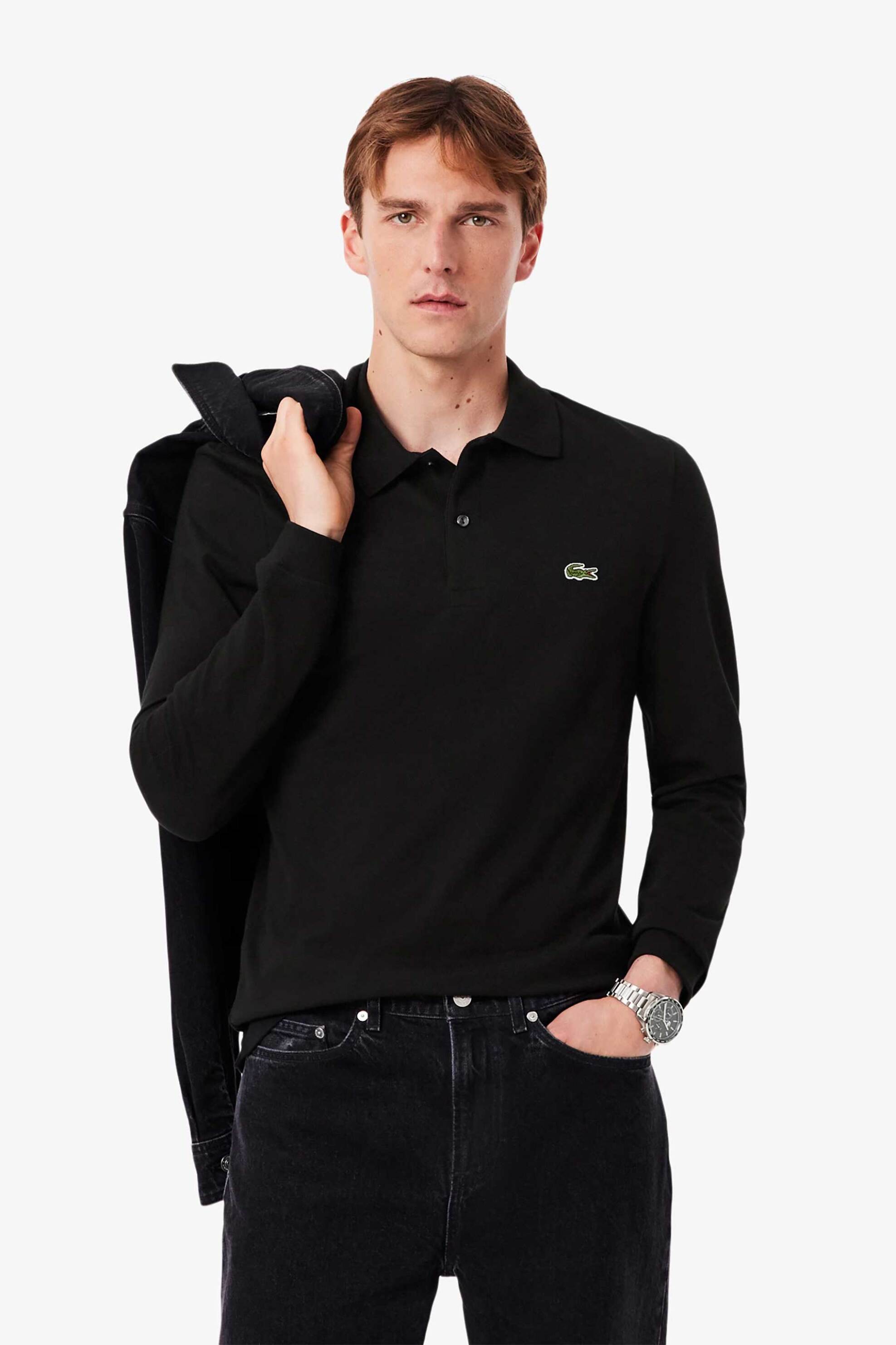 Lacoste ανδρική μπλούζα πόλο πικέ με κεντημένο λογότυπο Slim Fit - PH4013 Μαύρο