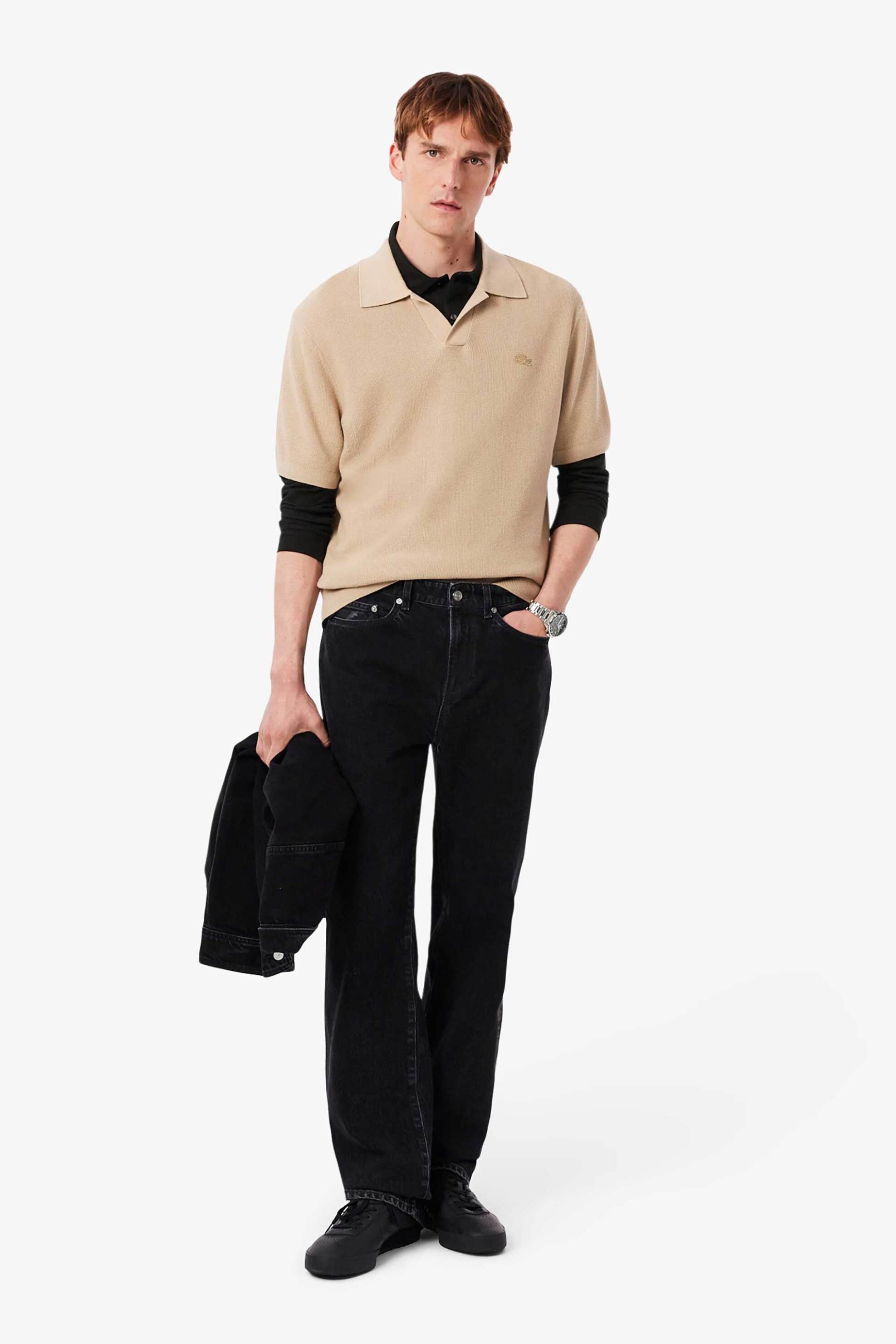 Lacoste ανδρική μπλούζα πόλο πικέ με κεντημένο λογότυπο Slim Fit - PH4013 Μαύρο φωτογραφία