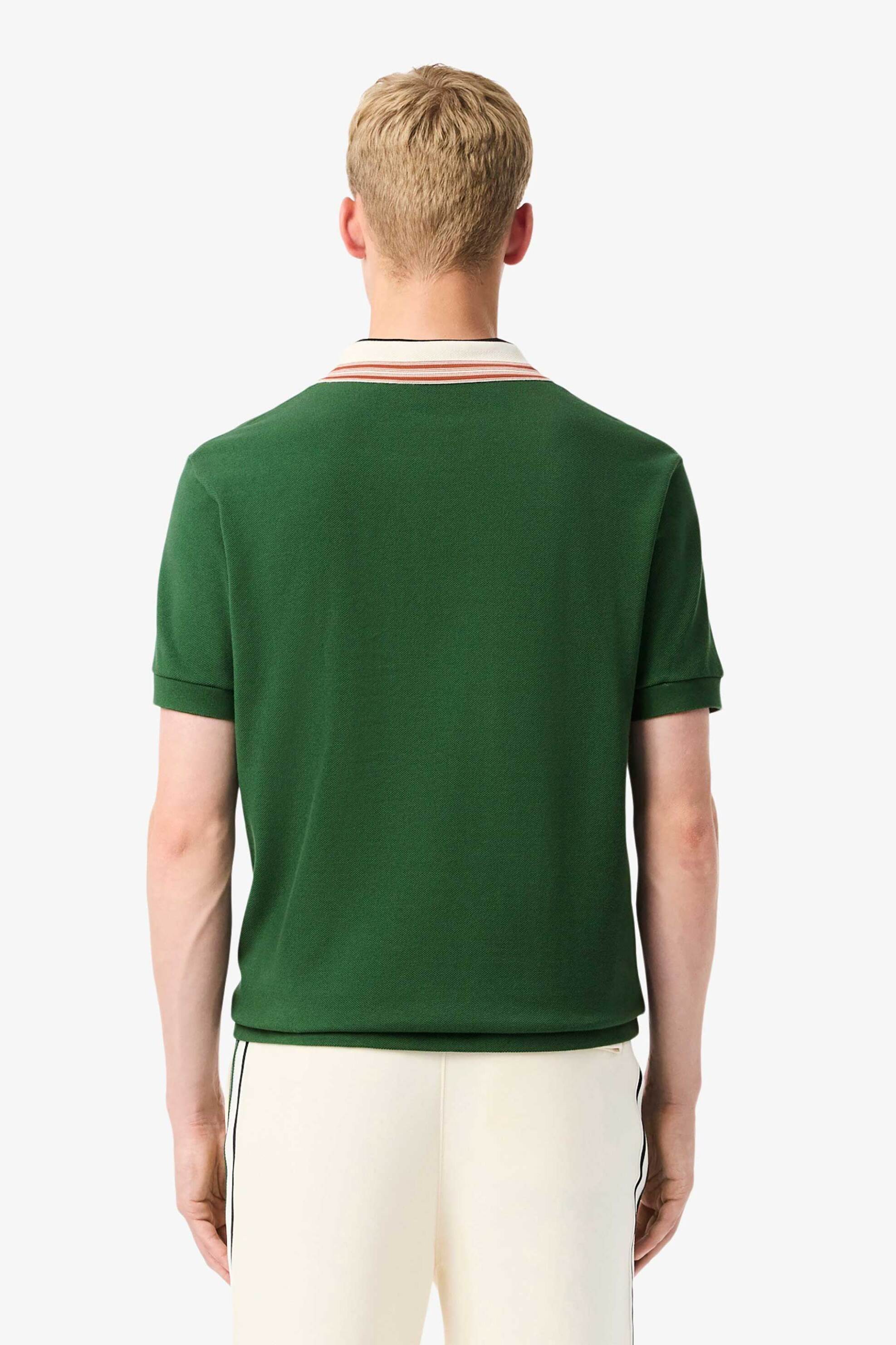 Lacoste ανδρική μπλούζα πόλο πικέ με contrast γιακά και κεντημένο λογότυπο Classic Fit - PH5421-00 Πράσινο φωτογραφία