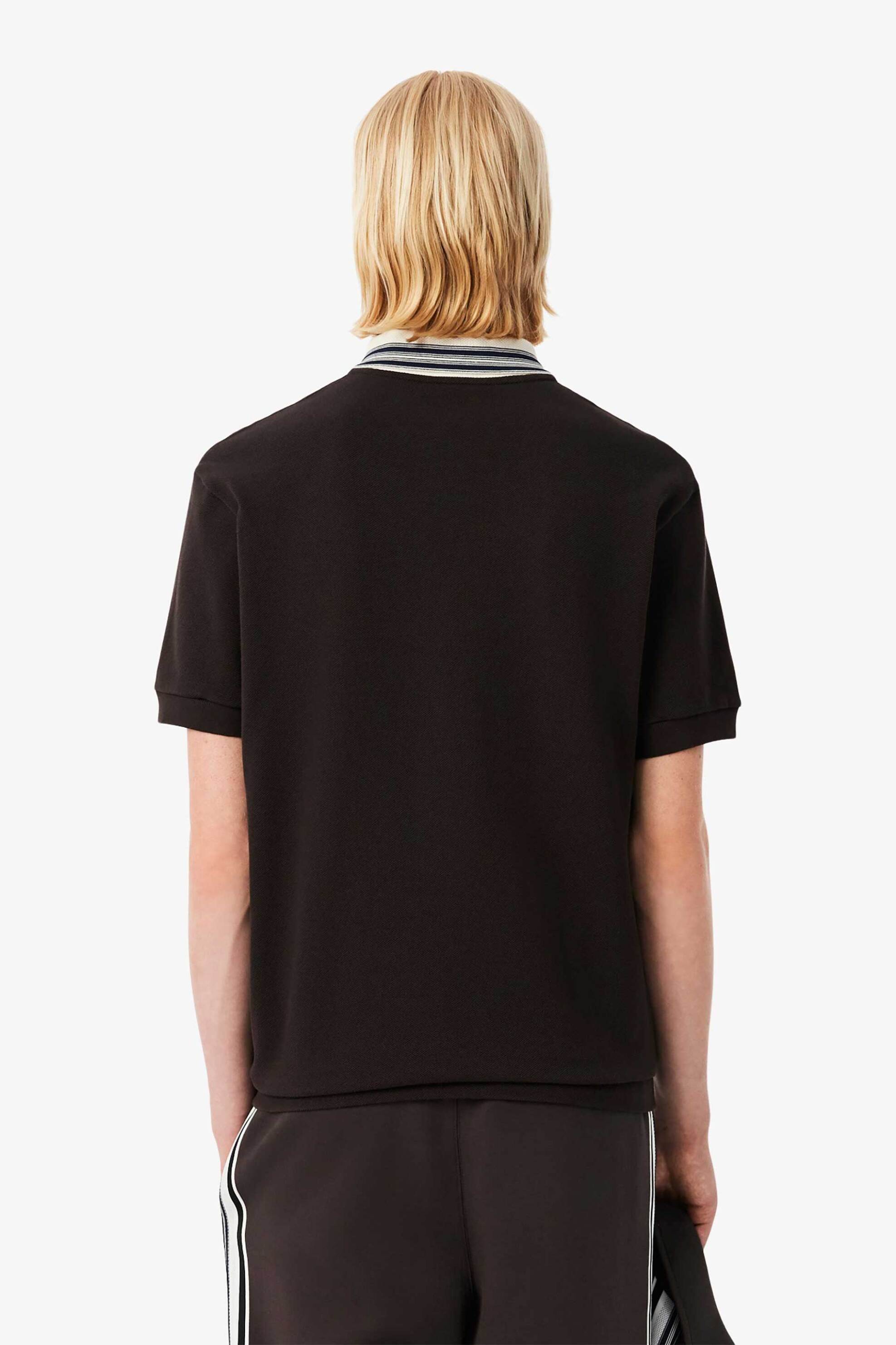 Lacoste ανδρική μπλούζα πόλο πικέ με contrast γιακά και κεντημένο λογότυπο Classic Fit - PH5421-00 Καφέ φωτογραφία