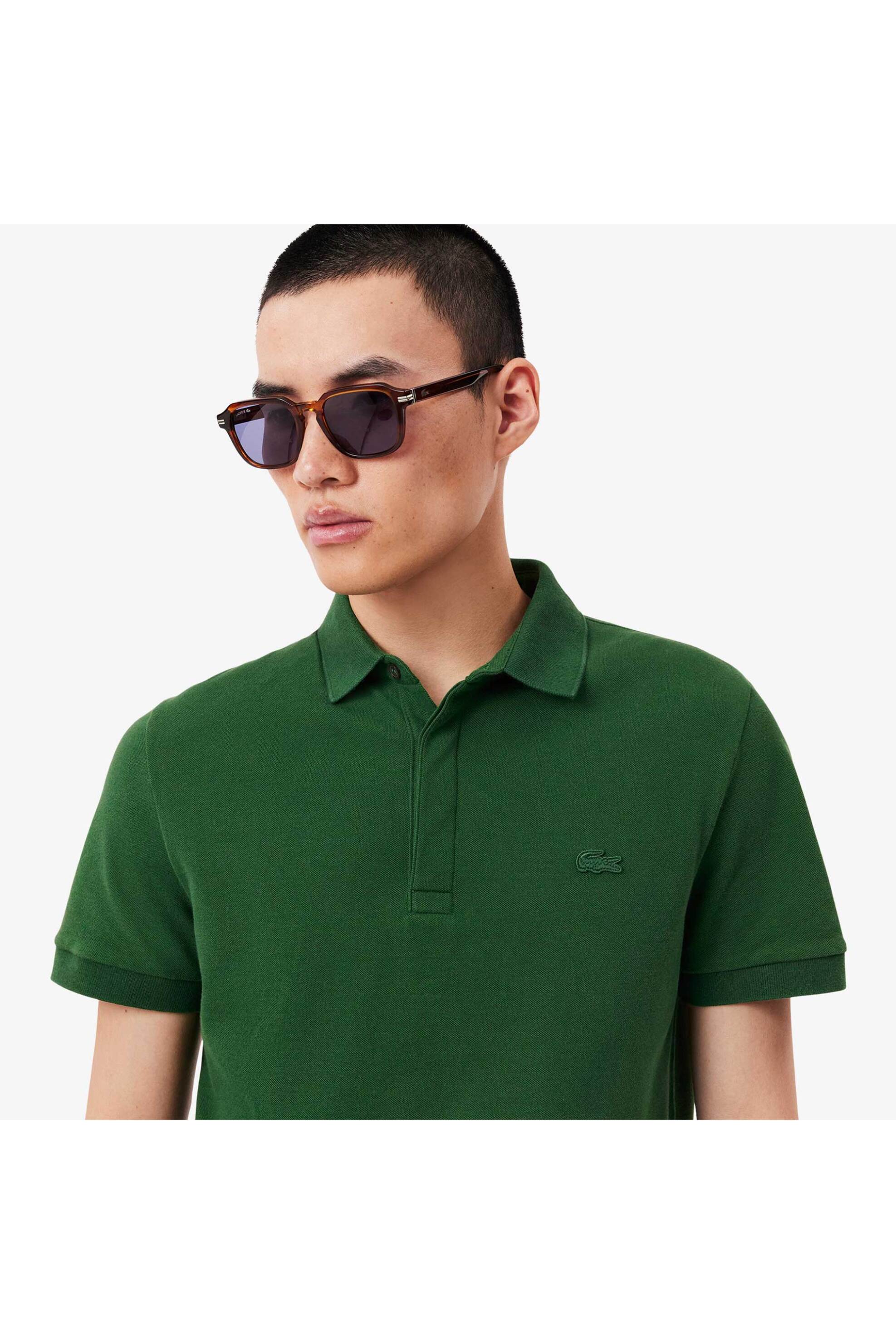 Lacoste ανδρική μπλούζα πόλο πικέ με ton-sur-ton κεντημένο λογότυπο Regular Fit "Smart Paris Stretch" - PH5522 Πράσινο Σκούρο φωτογραφία