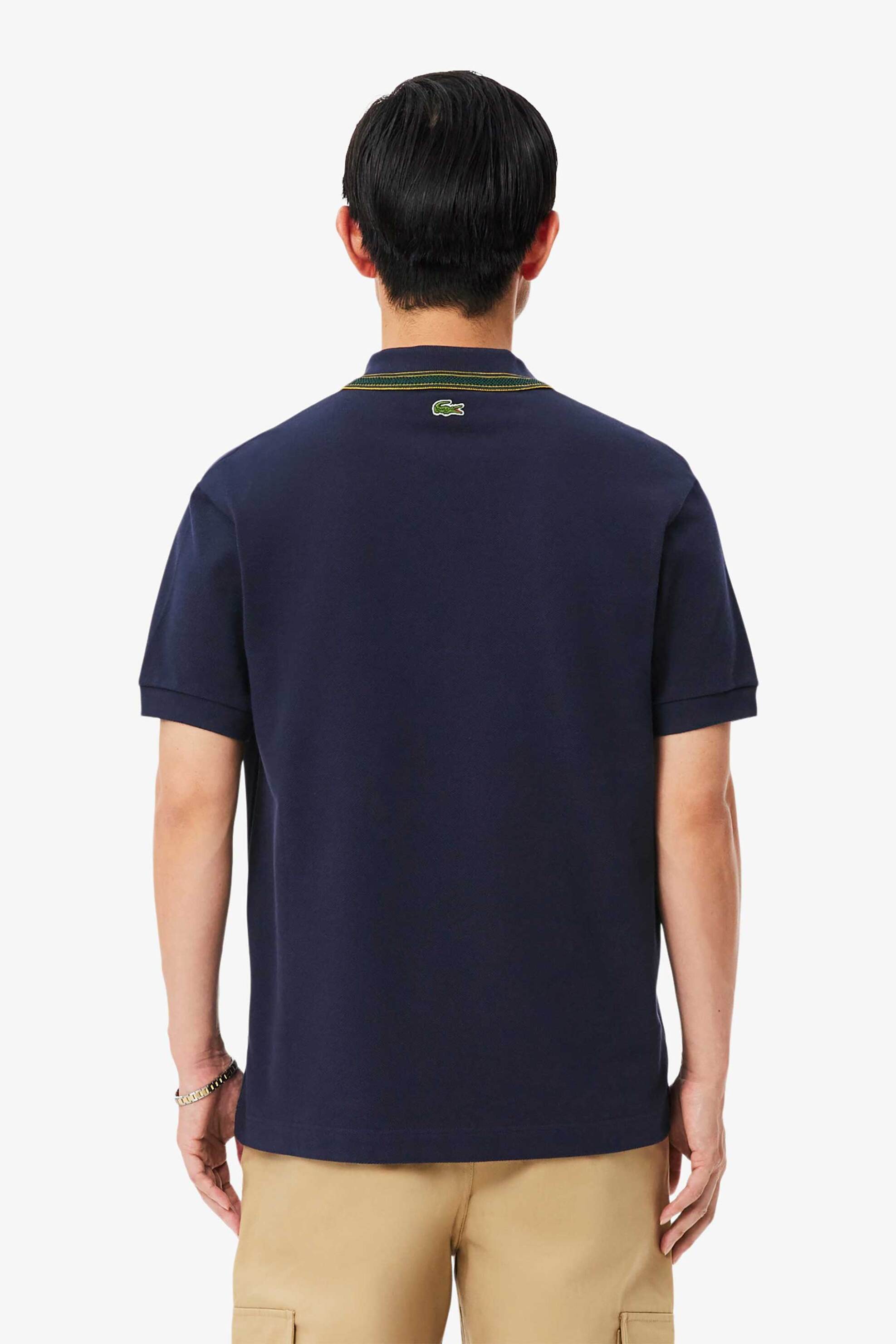 Lacoste Ανδρική Μπλούζα Πόλο Πικέ με Κεντημένο Monogram Badge Classic Fit - Ph8637 Μπλε Σκούρο