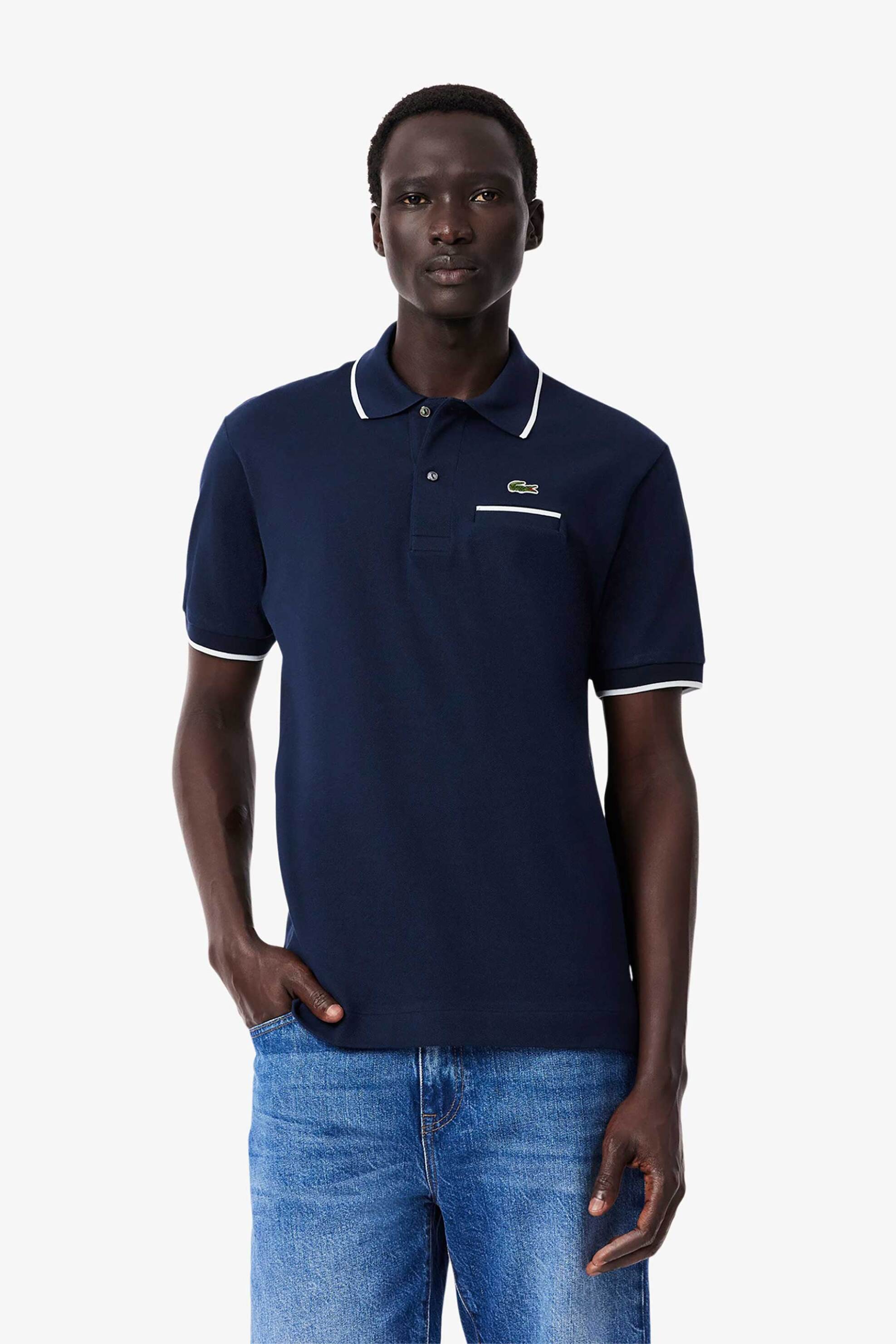Lacoste ανδρική μπλούζα πόλο πικέ κοντομάνικη με κεντημένο λογότυπο Classic Fit - PH9838-00 Μπλε Σκούρο
