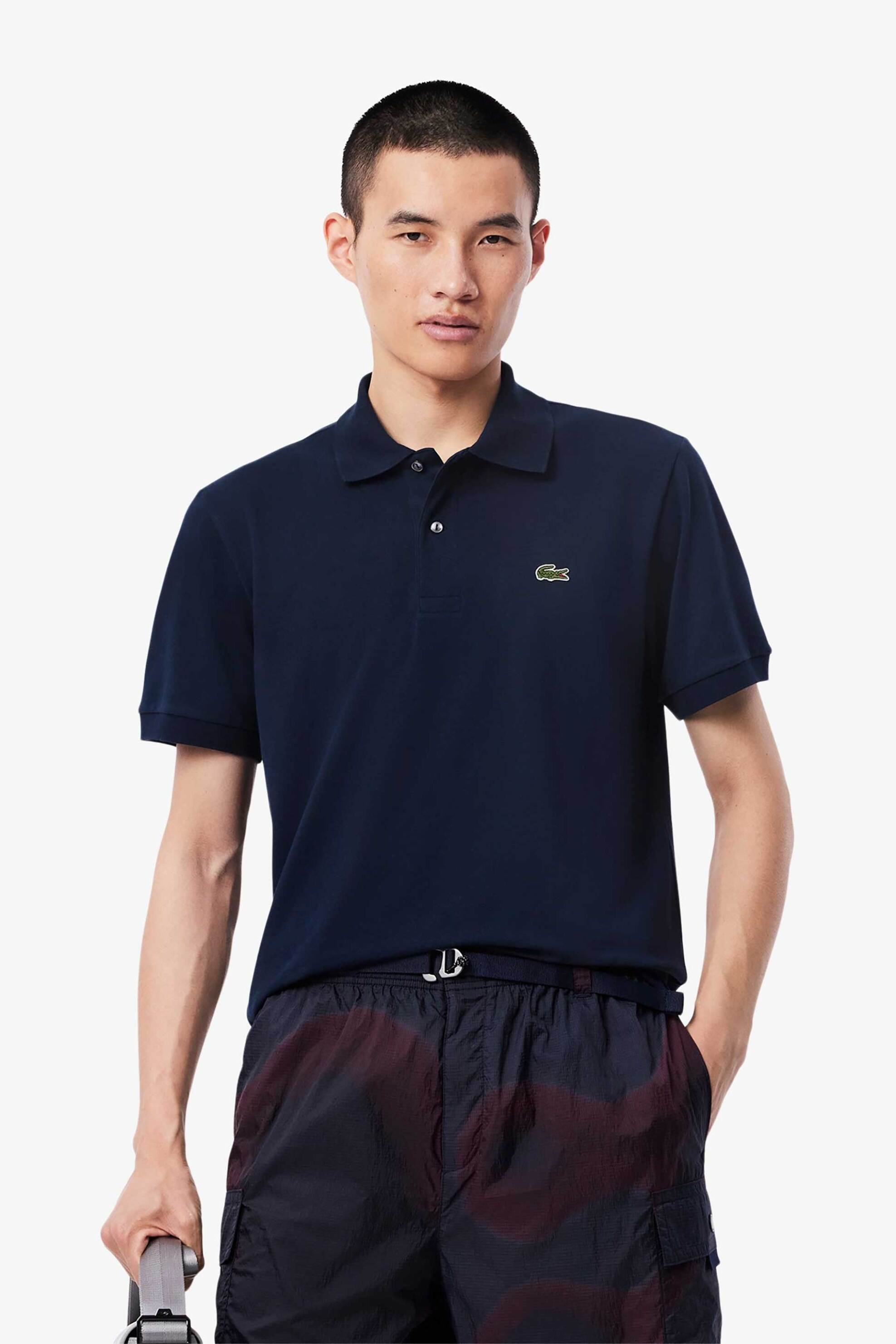 Lacoste ανδρική μπλούζα πόλο πικέ κοντομάνικη με κεντημένο λογότυπο Classic Fit - PH9851-00 Μπλε Σκούρο