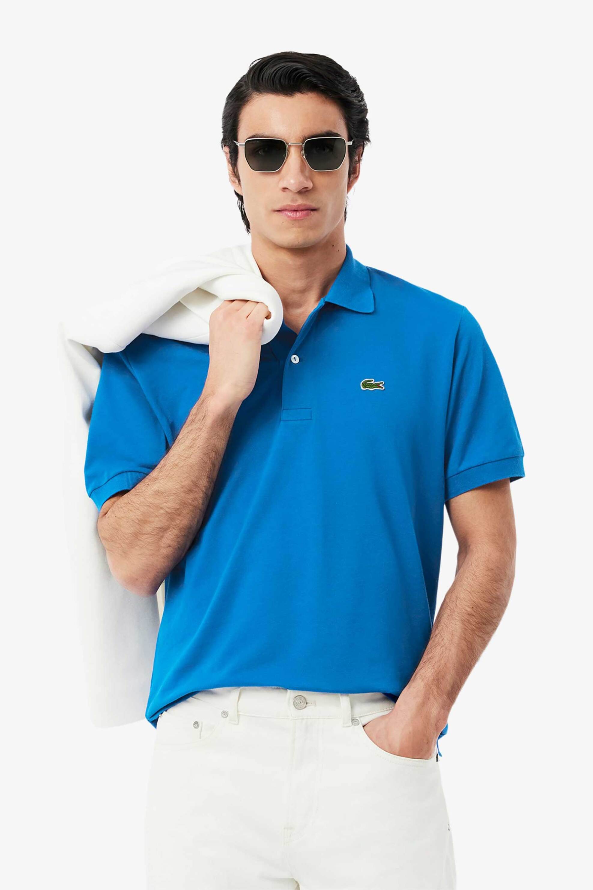 Lacoste ανδρική μπλούζα πόλο πικέ κοντομάνικη με κεντημένο λογότυπο Classic Fit - PH9851-00 Μπλε