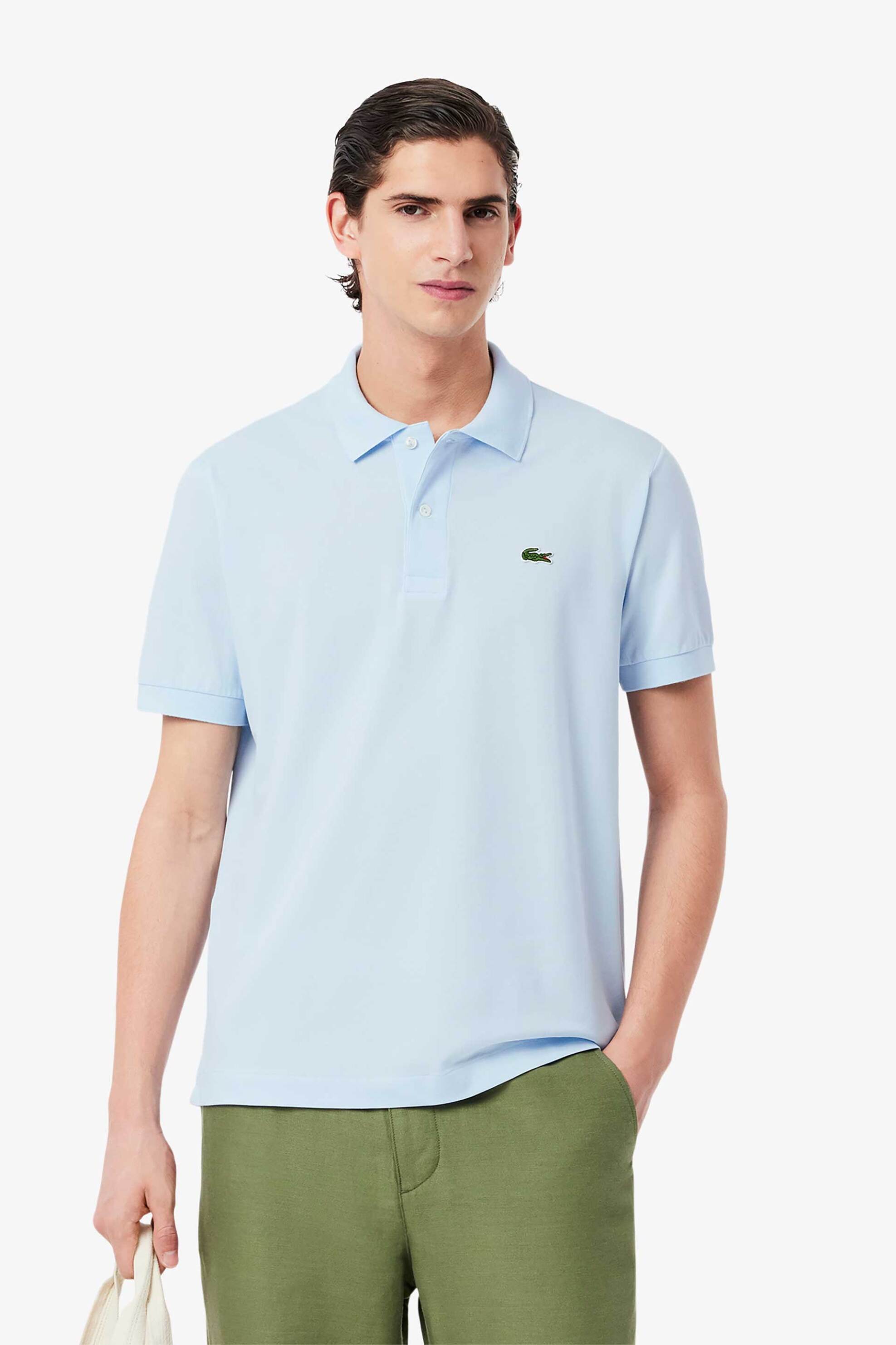 Lacoste ανδρική μπλούζα πόλο πικέ κοντομάνικη με κεντημένο λογότυπο Classic Fit - PH9851-00 Μπλε Ανοιχτό
