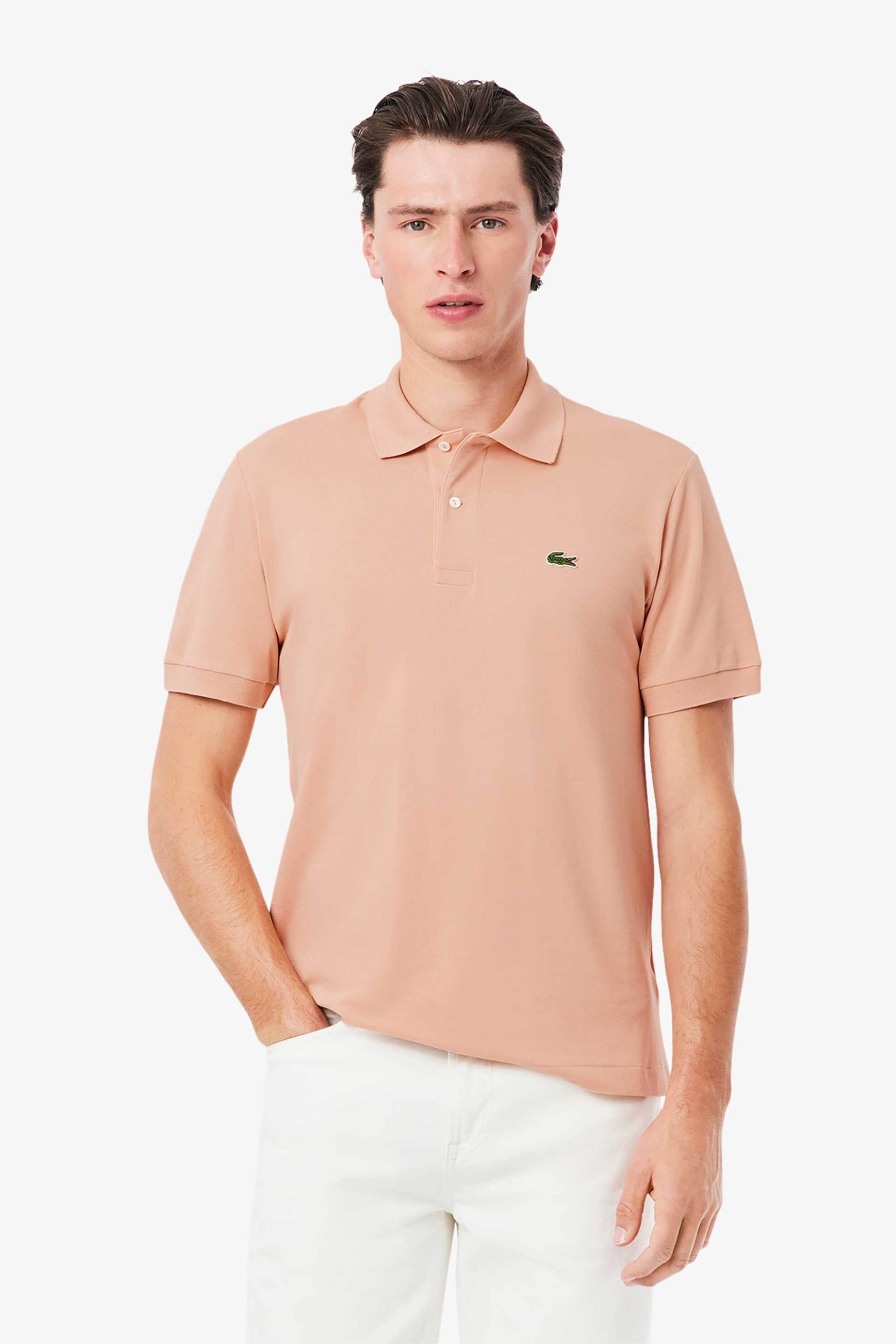 Lacoste ανδρική μπλούζα πόλο πικέ κοντομάνικη με κεντημένο λογότυπο Classic Fit - PH9851-00 Καφέ Latte