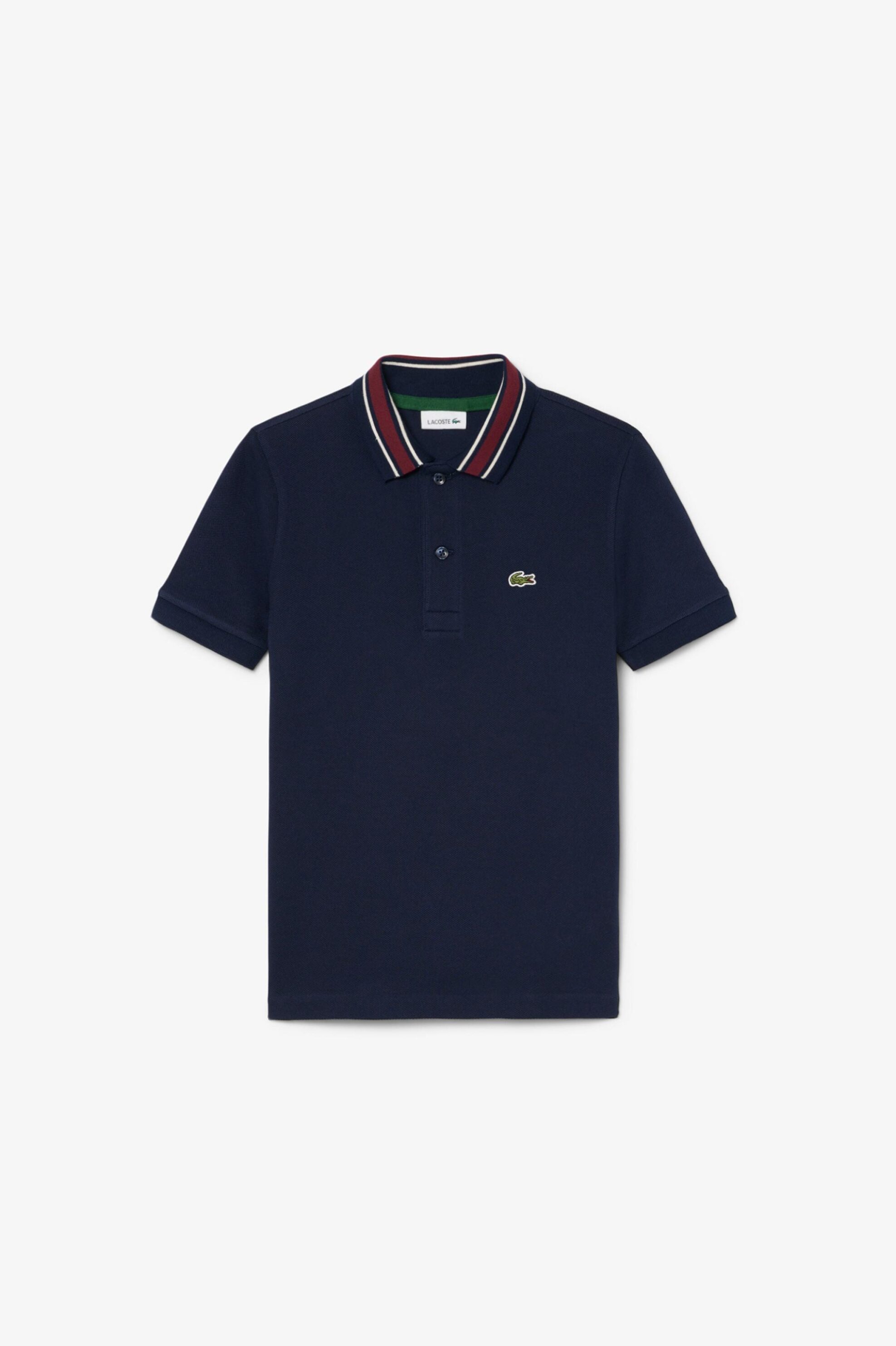 Lacoste Παιδική Μπλούζα Πόλο Πικέ με Contrast Stripe Γιακά Και Κεντημένο Λογότυπο - Pj1051 Μπλε Σκούρο