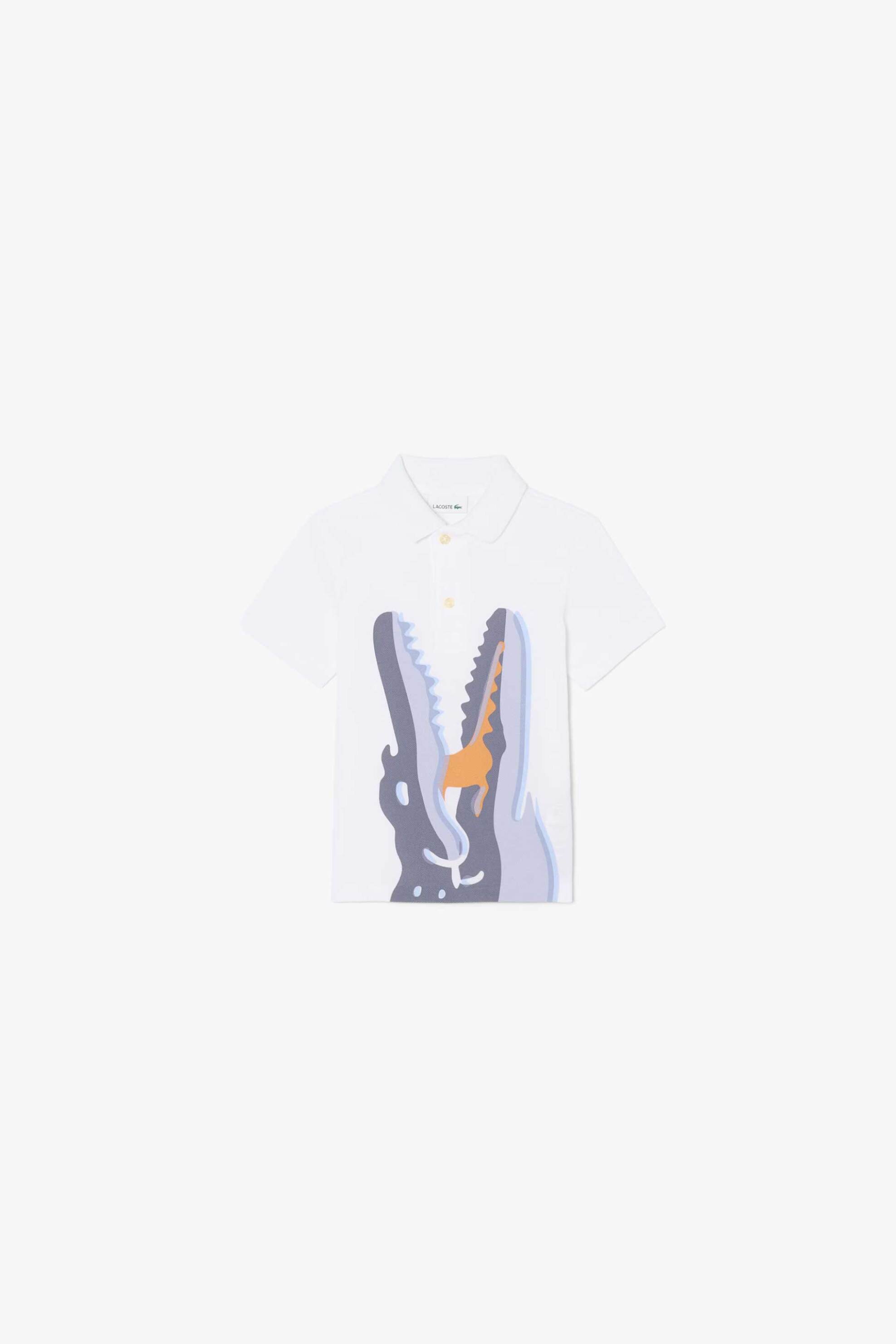 Lacoste Παιδική Μπλούζα Πόλο Πικέ με Print - Pj7370 Λευκό