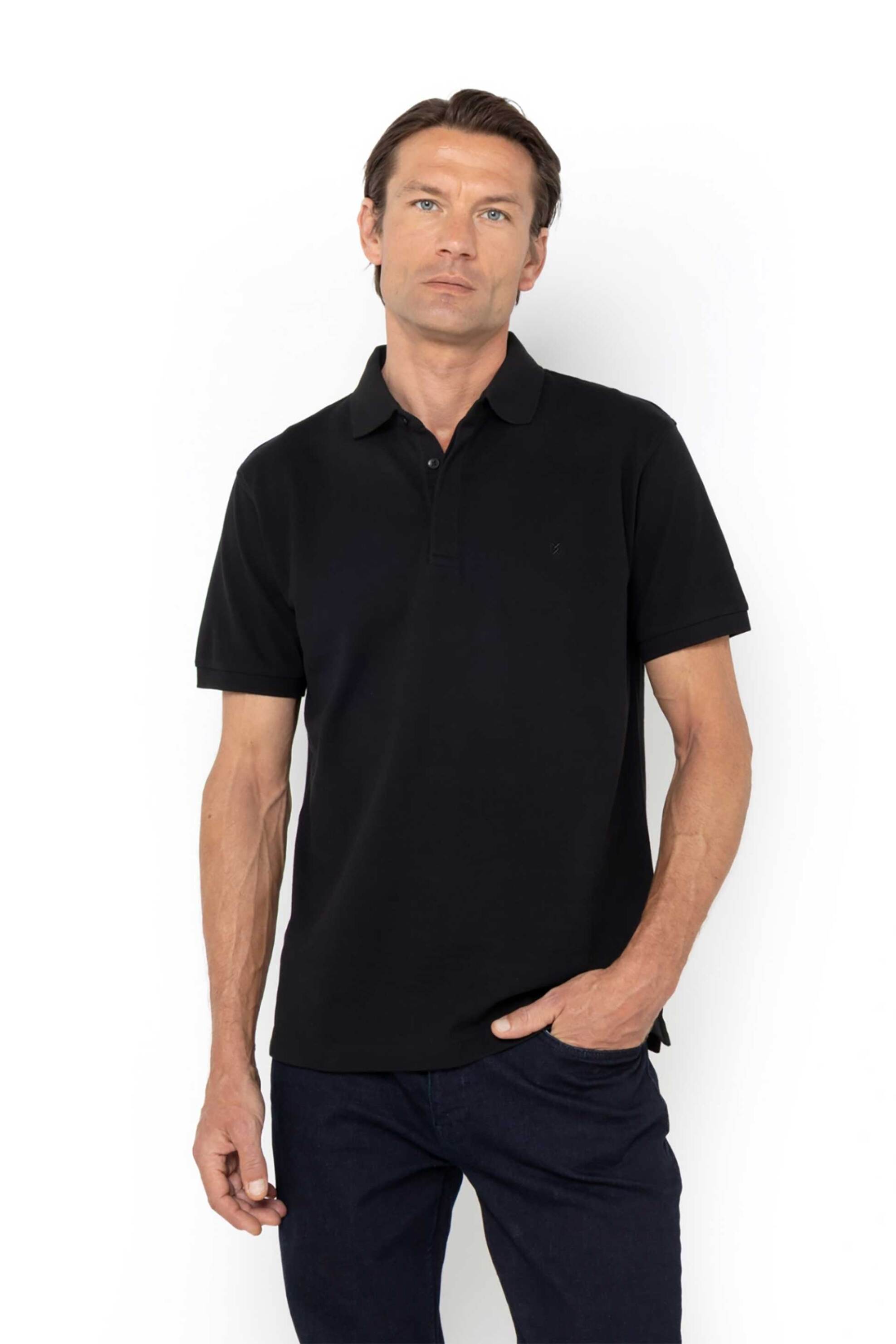 The Bostonians ανδρική κοντομάνικη μπλούζα πόλο πικέ με κεντημένο λογότυπο Regular Fit "The Legacy" - PS1001U Μαύρο