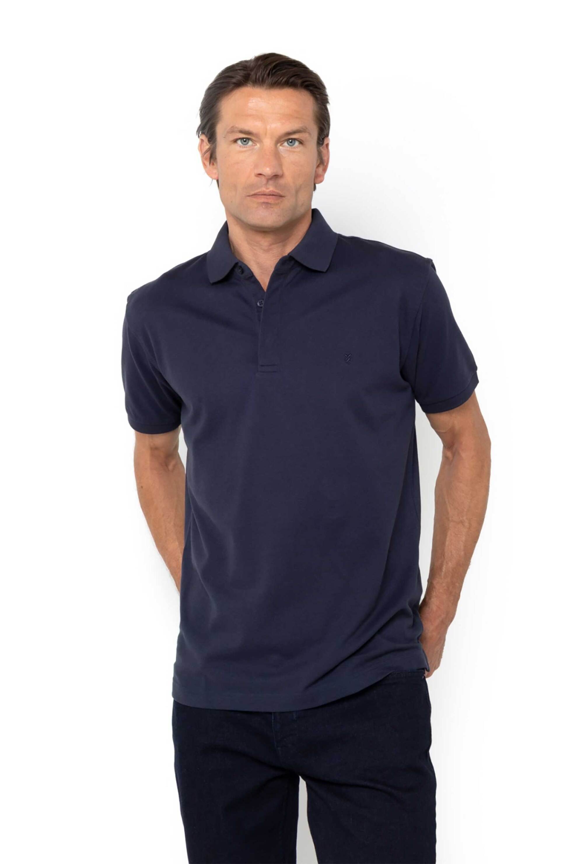 The Bostonians ανδρική κοντομάνικη μπλούζα πόλο πικέ με κεντημένο λογότυπο Regular Fit "The Legacy" - PS1001U Μπλε Σκούρο