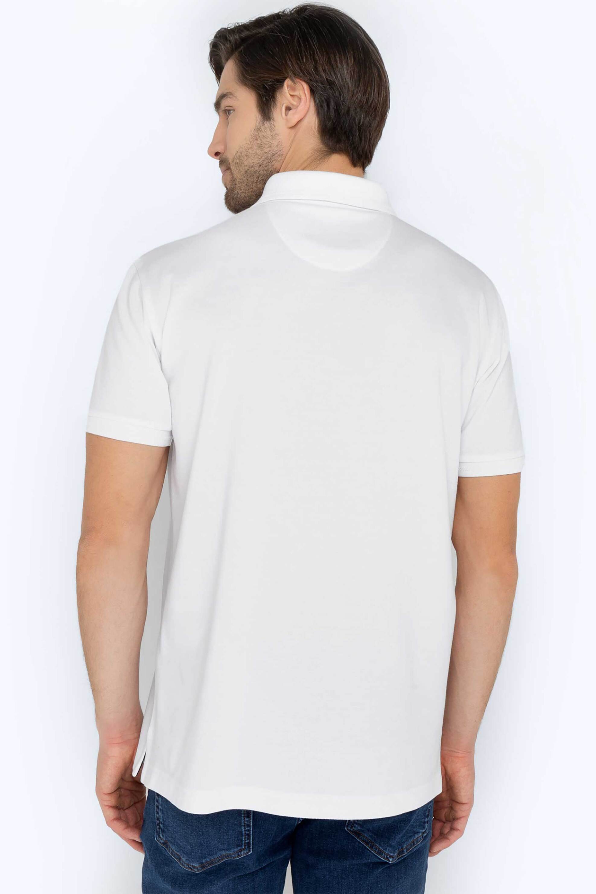 The Bostonians ανδρική πόλο μπλούζα πικέ pima cotton με κεντημένο λογότυπο Regular Fit Λευκό φωτογραφία