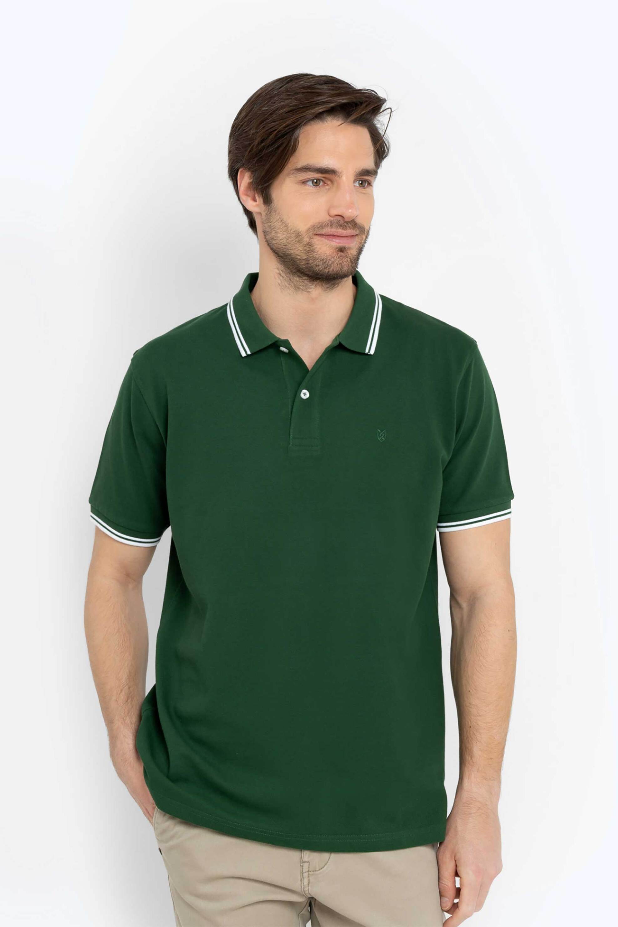 Ανδρική Μόδα > Ανδρικά Ρούχα > Ανδρικές Μπλούζες > Ανδρικές Μπλούζες Πολο The Bostonians ανδρική πόλο μπλούζα με contrast λεπτομέρειες και κεντημένο λογότυπο Regular Fit - PS1271 Πράσινο Σκούρο