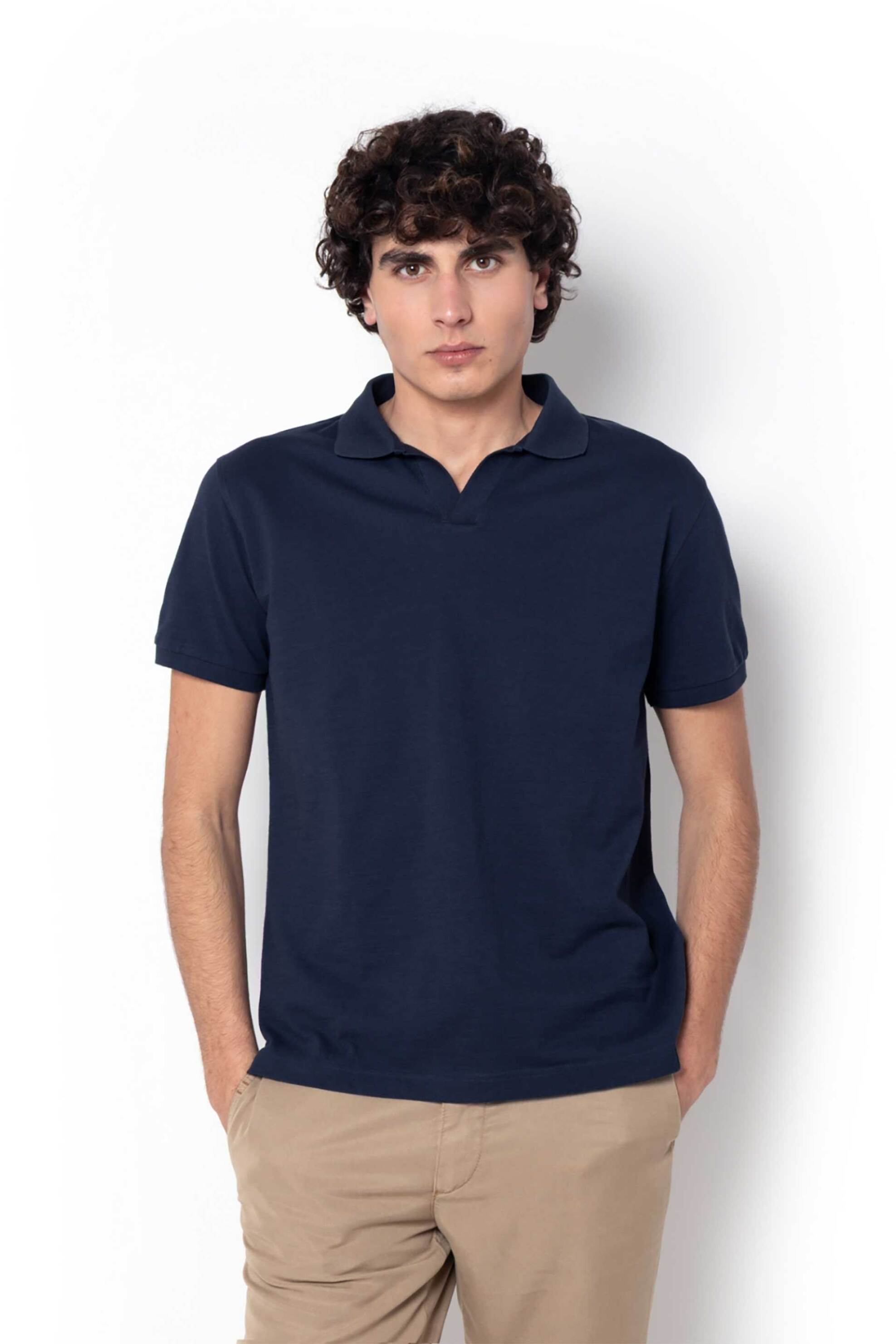 The Bostonians ανδρική μπλούζα πόλο πικέ μονόχρωμη Regular Fit - PS1300 Μπλε Marine