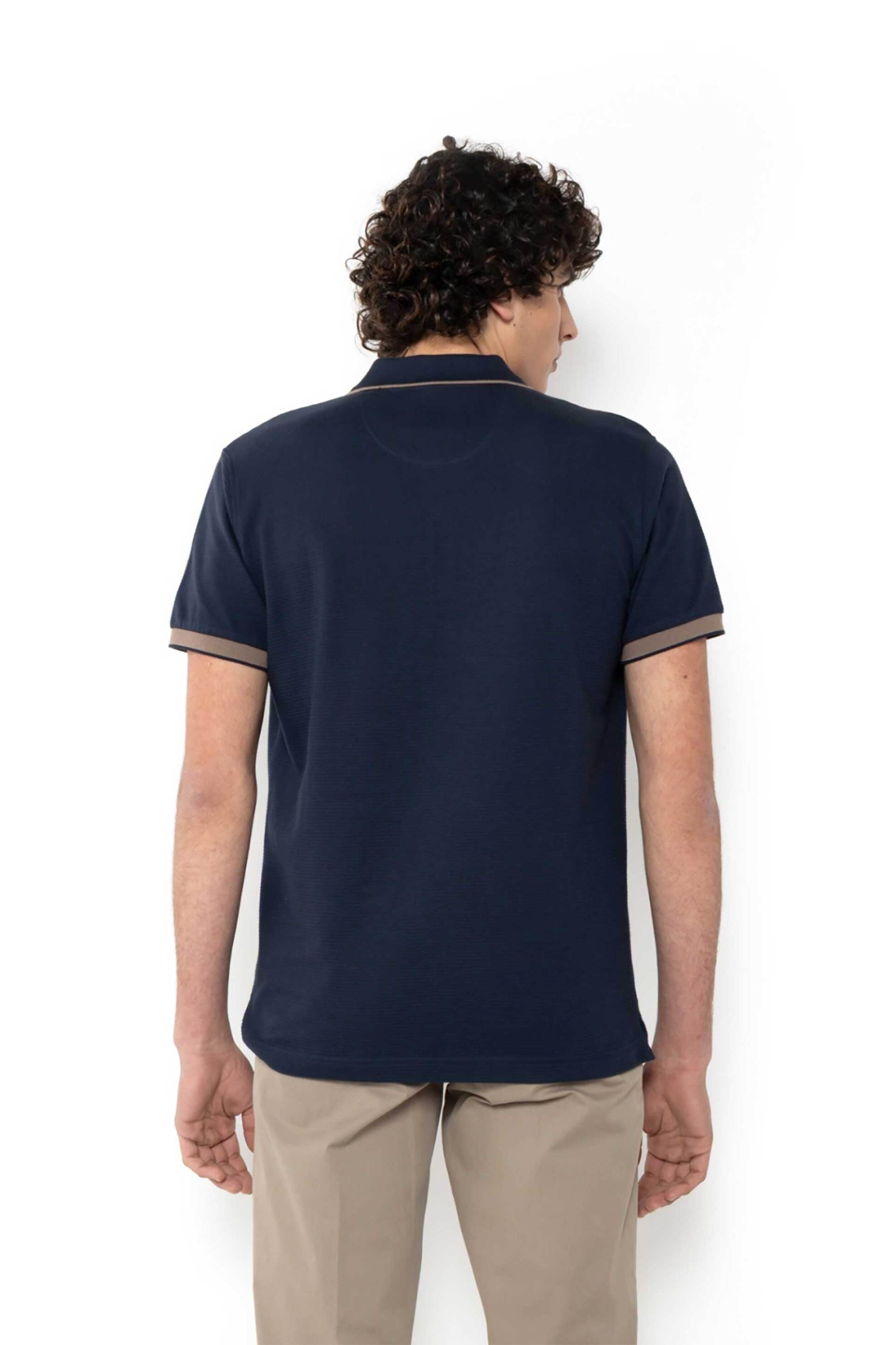 The Bostonians Ανδρική Μπλούζα Πόλο Πικέ με Waffle Pattern Regular Fit - Ps1301 Μπλε Marine