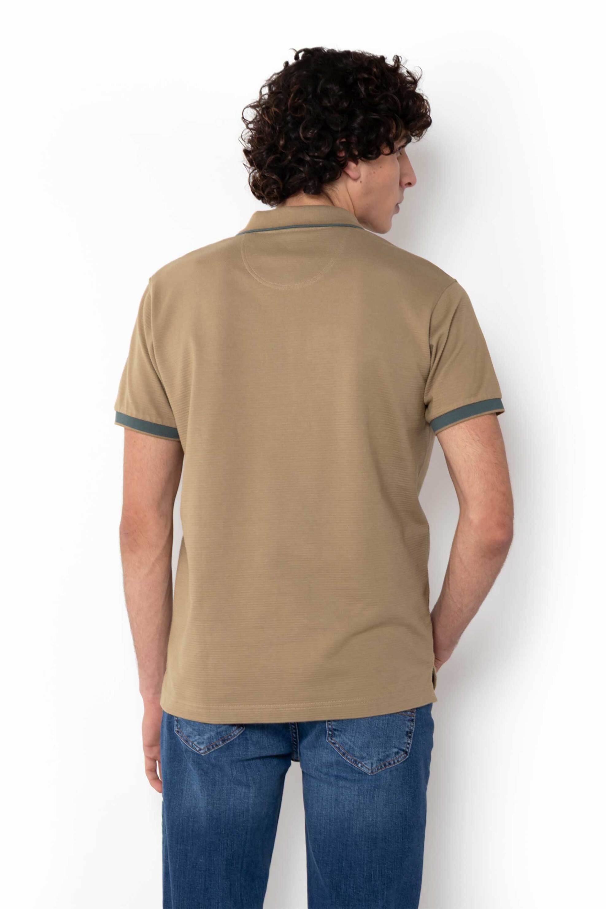 The Bostonians Ανδρική Μπλούζα Πόλο Πικέ με Waffle Pattern Regular Fit - Ps1301 Καφέ Ανοιχτό