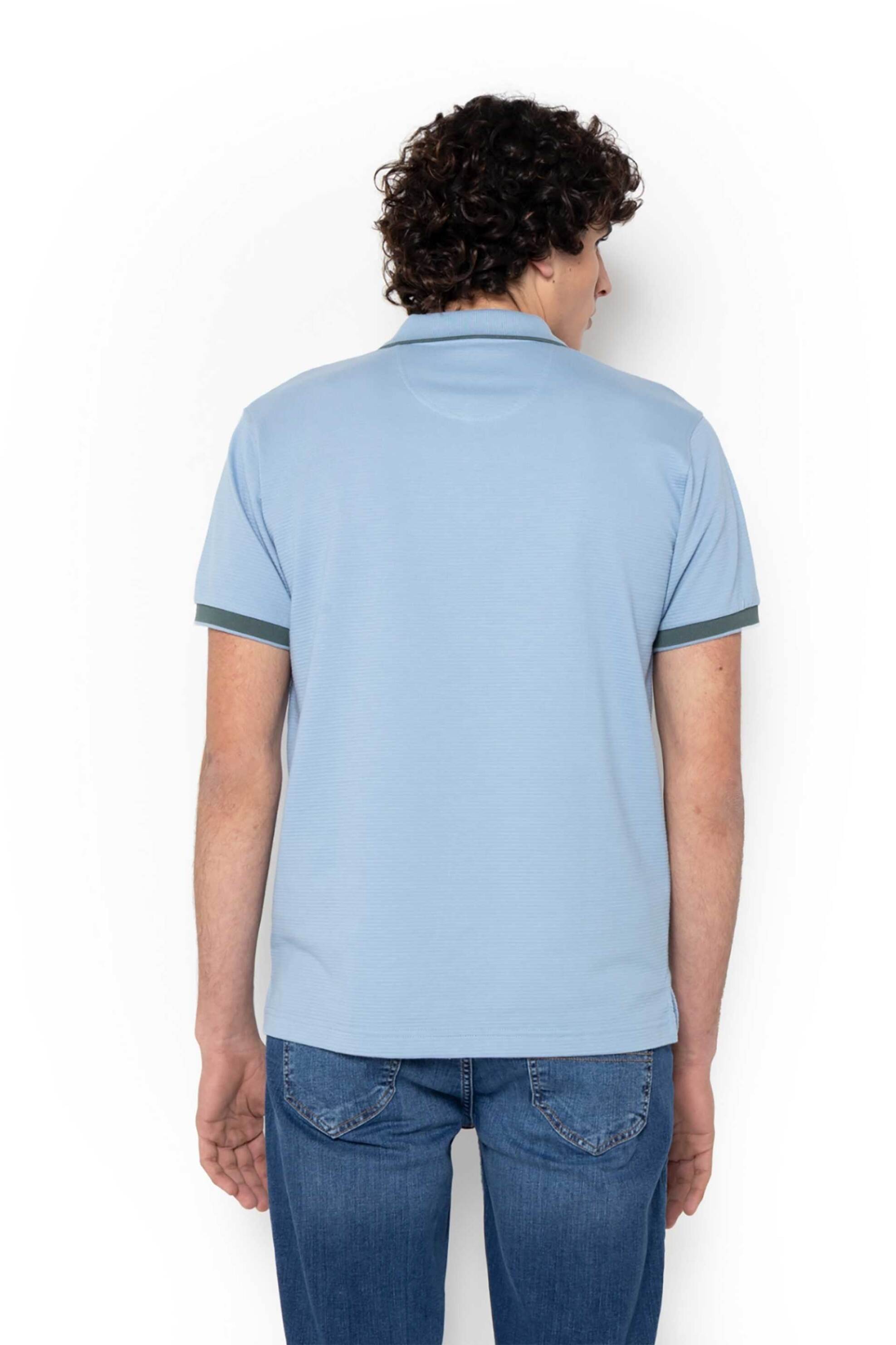 The Bostonians Ανδρική Μπλούζα Πόλο Πικέ με Waffle Pattern Regular Fit - Ps1301 Μπλε Ανοιχτό