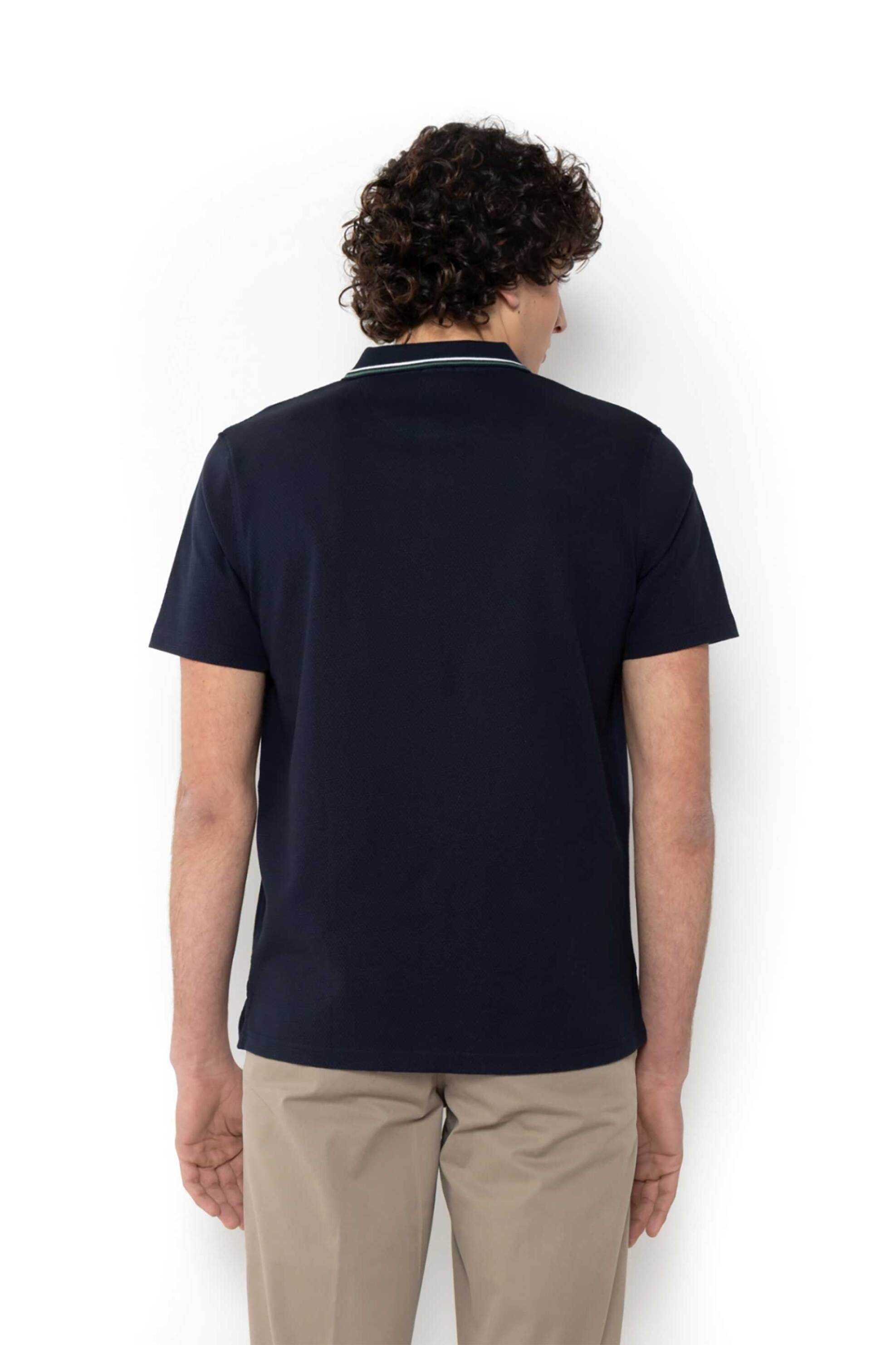 The Bostonians Ανδρική Μπλούζα Πόλο Πικέ με Waffle Pattern Regular Fit - Ps1305 Μπλε Marine