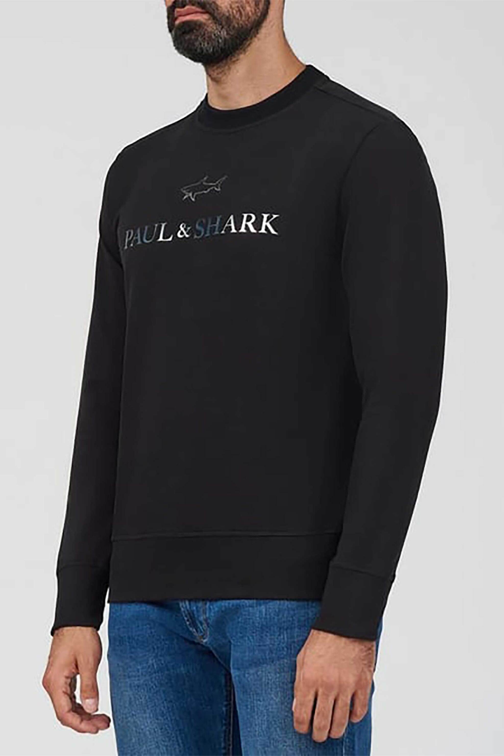 PAUL & SHARK Paul&Shark ανδρική μπλούζα φούτερ με μεταλλιζέ logo print Regular Fit - 14311815 Μαύρο