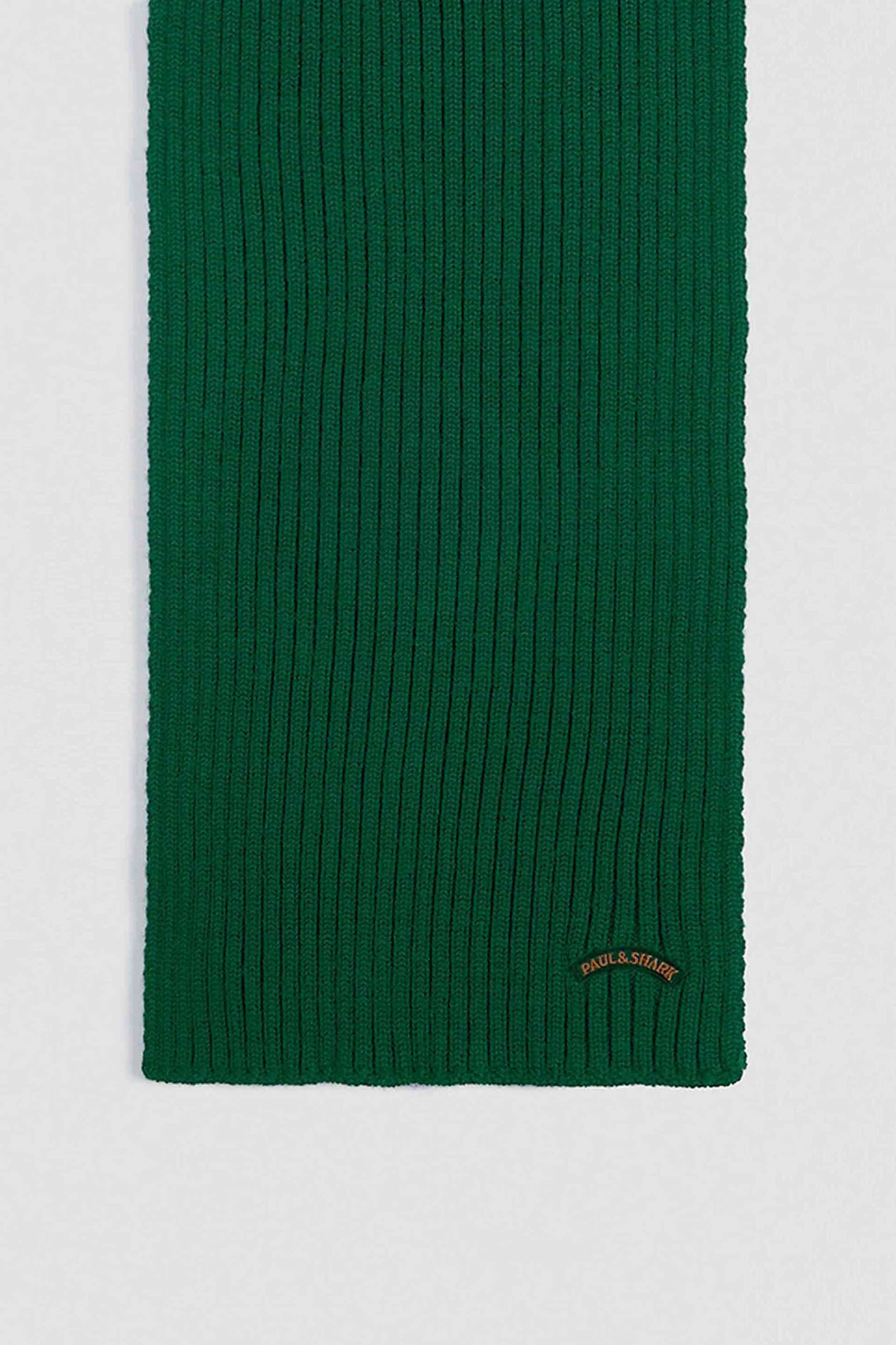 PAUL & SHARK Paul&Shark ανδρικό μάλλινο κασκόλ ribbed με λογότυπο - 14317050 Πράσινο