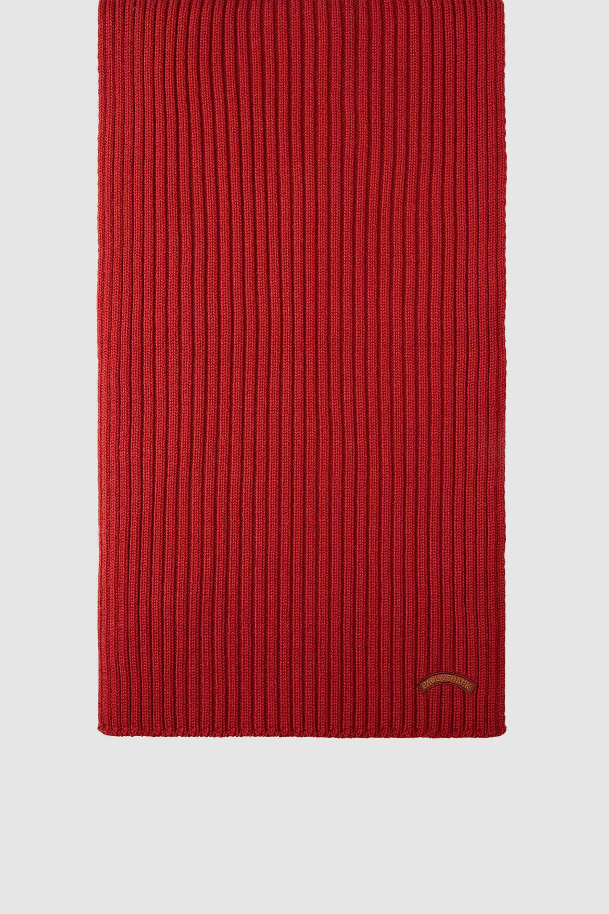 PAUL & SHARK Paul&Shark ανδρικό μάλλινο κασκόλ ribbed με λογότυπο - 14317050 Κεραμιδί