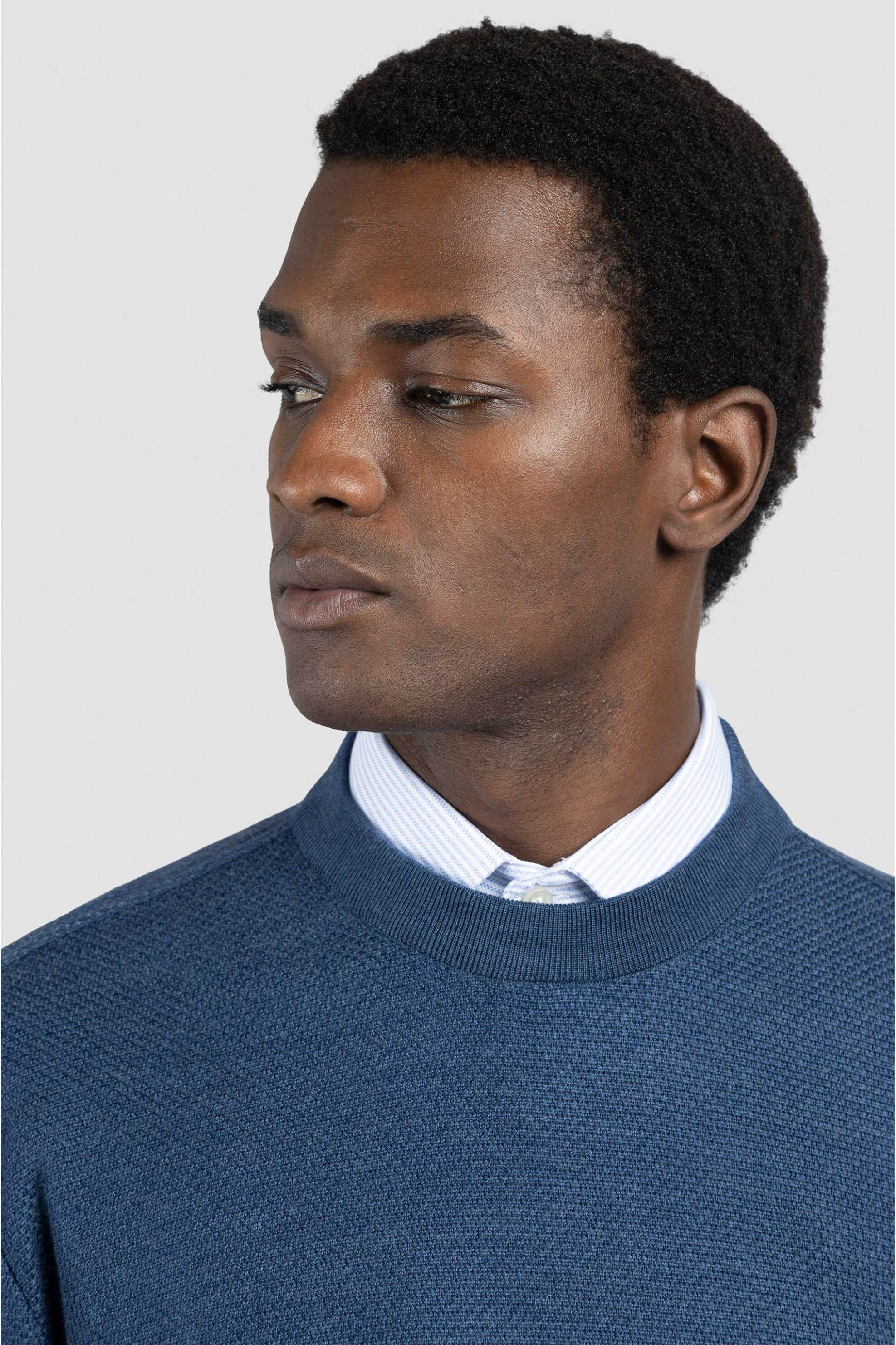 Paul&Shark ανδρικό πουλόβερ μονόχρωμο structured Regular Fit - 15311048 Μπλε φωτογραφία