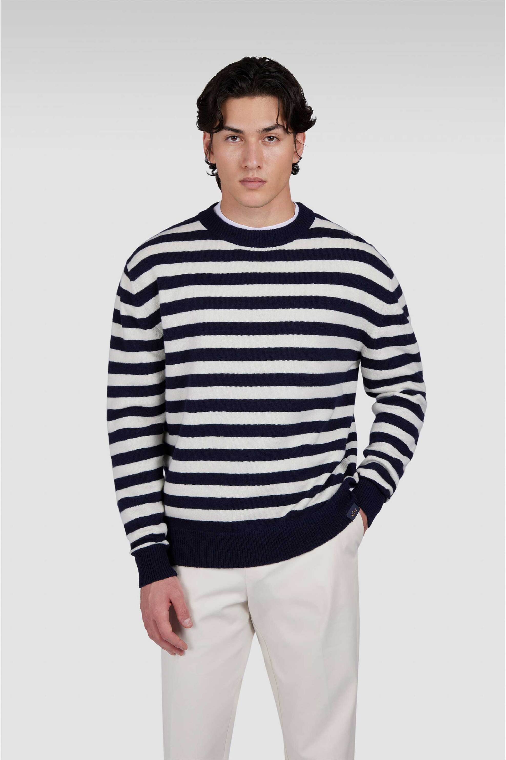 PAUL & SHARK Paul&Shark ανδρικό πουλόβερ με ριγέ σχέδιο Regular Fit - 15311084 Μπλε Σκούρο