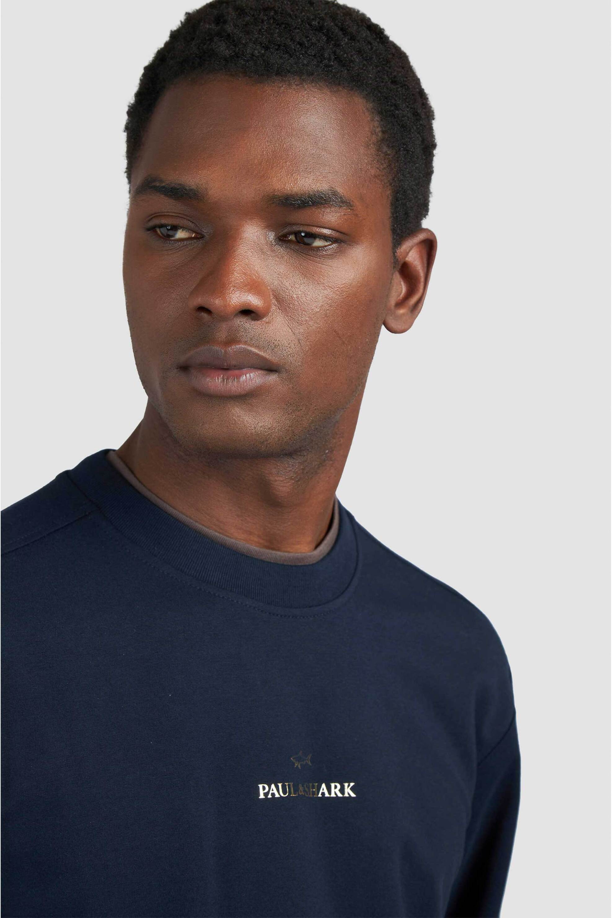 Paul&Shark ανδρική μπλούζα φούτερ με μεταλλιζέ logo print Regular Fit - 15311821 Μπλε Σκούρο φωτογραφία