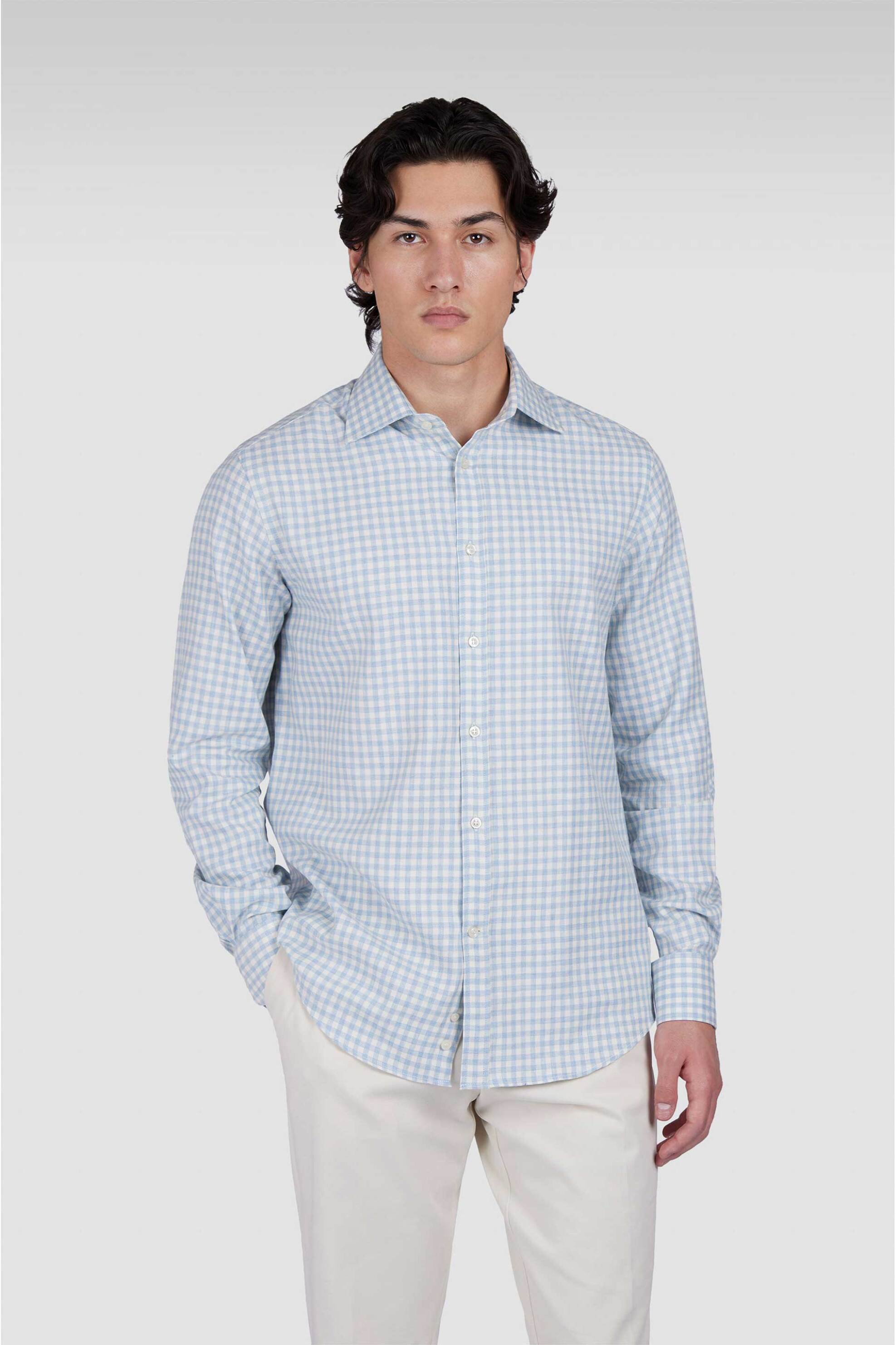 PAUL & SHARK Paul&Shark ανδρικό πουκάμισο flannel με καρό σχέδιο J Fit - 15313036 Γαλάζιο