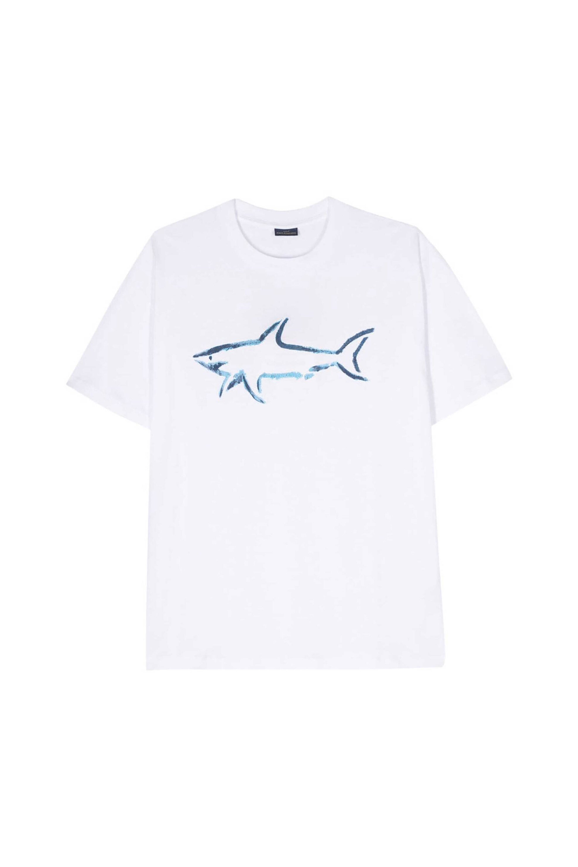 Paul&Shark ανδρικό T-shirt μονόχρωμο με print - 24411101 Λευκό