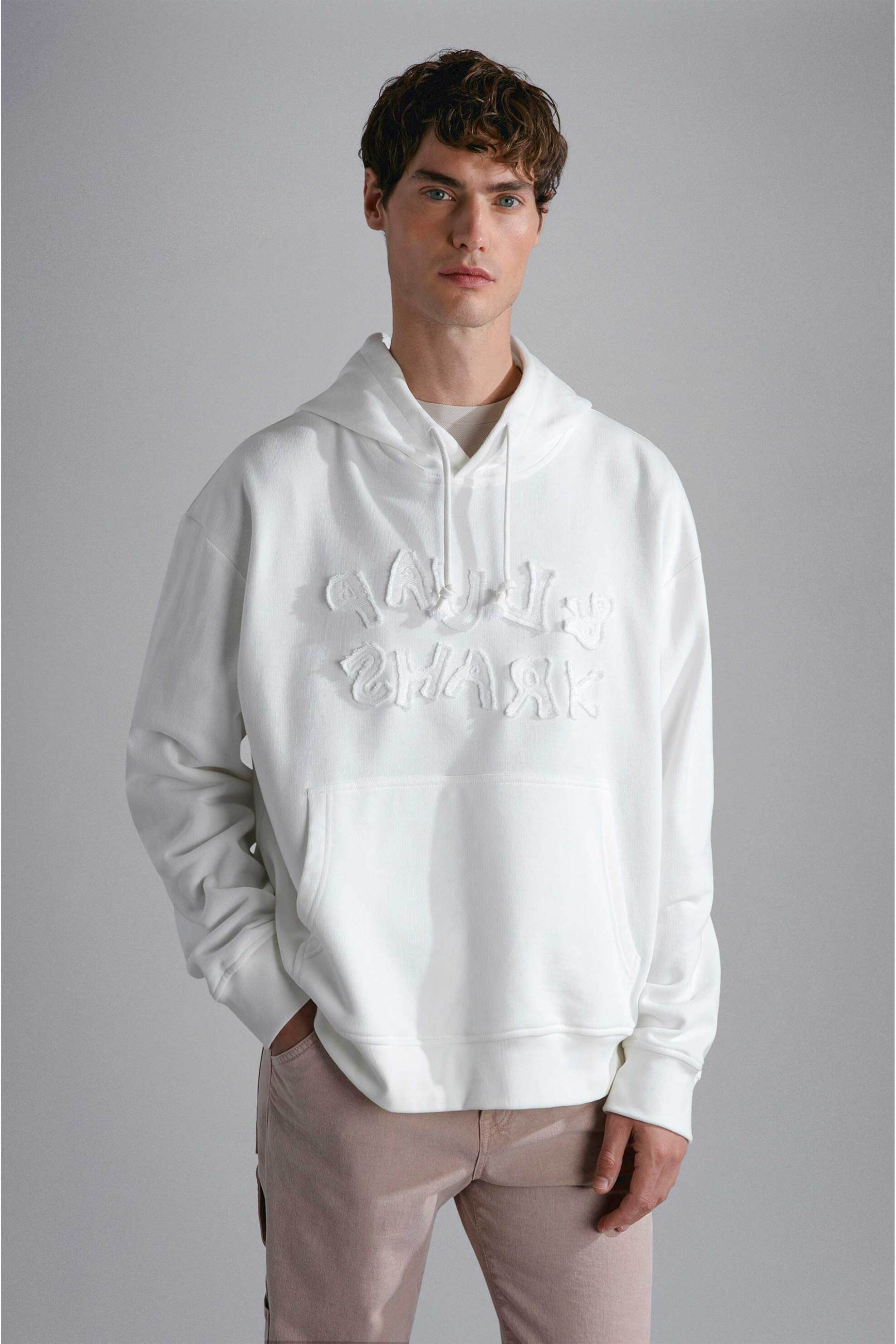 Paul&Shark ανδρική μπλούζα φούτερ με logo print Regular Fit - 24411927 Λευκό