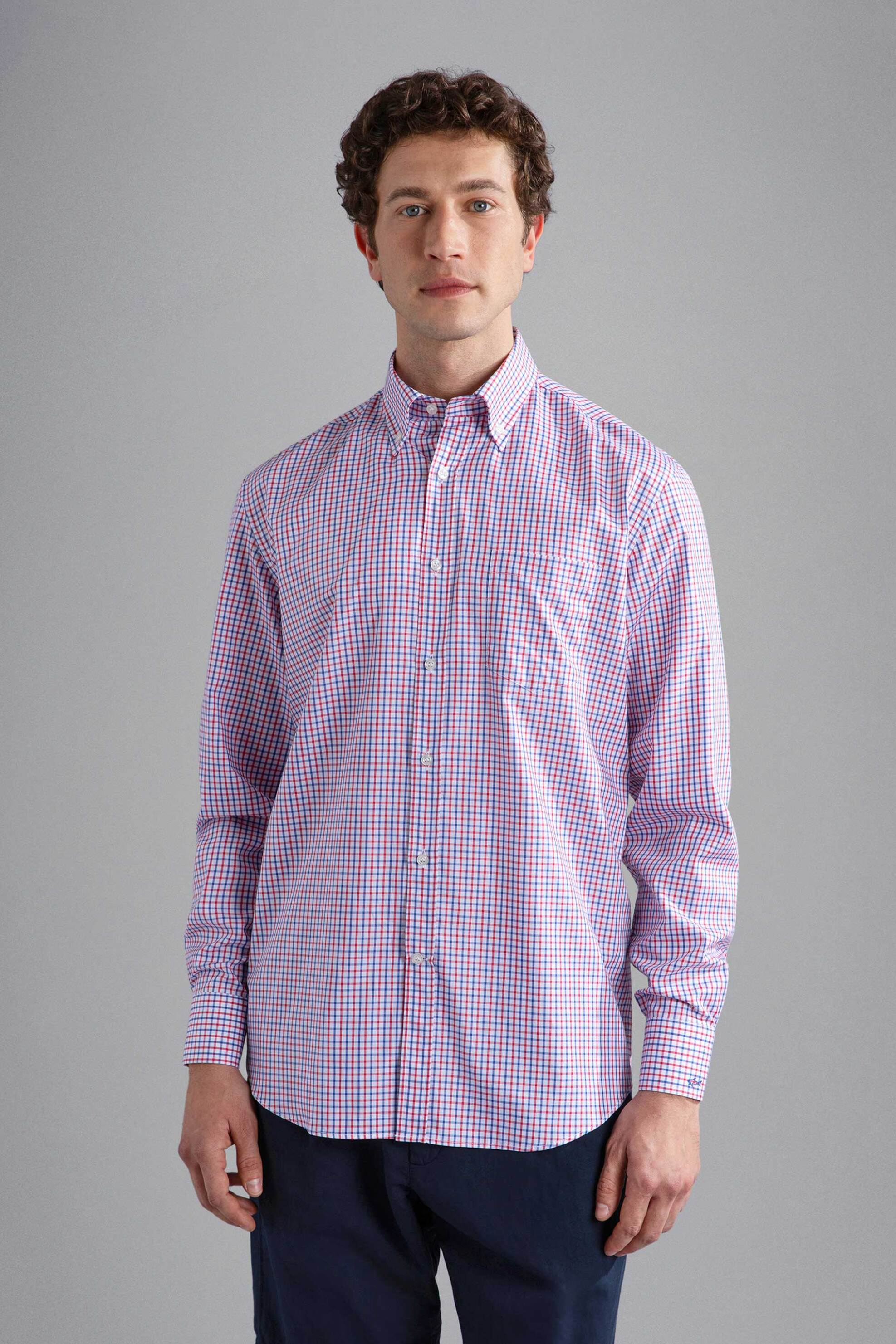 Paul&Shark ανδρικό πουκάμισο button down με καρό μικροσχέδιο - 24413034R Κόκκινο