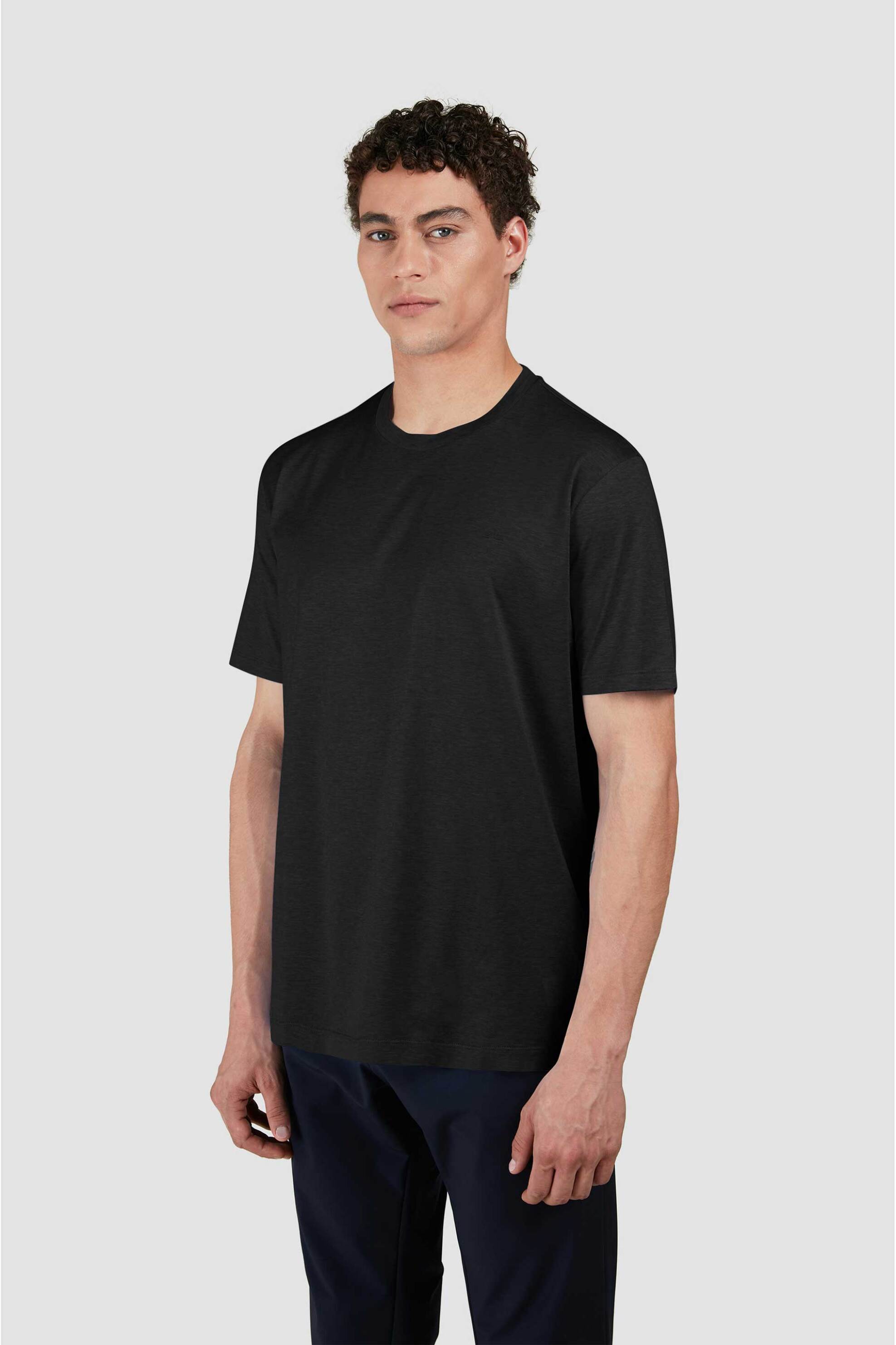 Paul&Shark ανδρικό T-shirt με κεντημένο shark fin Regular Fit - 25411015 Μαύρο