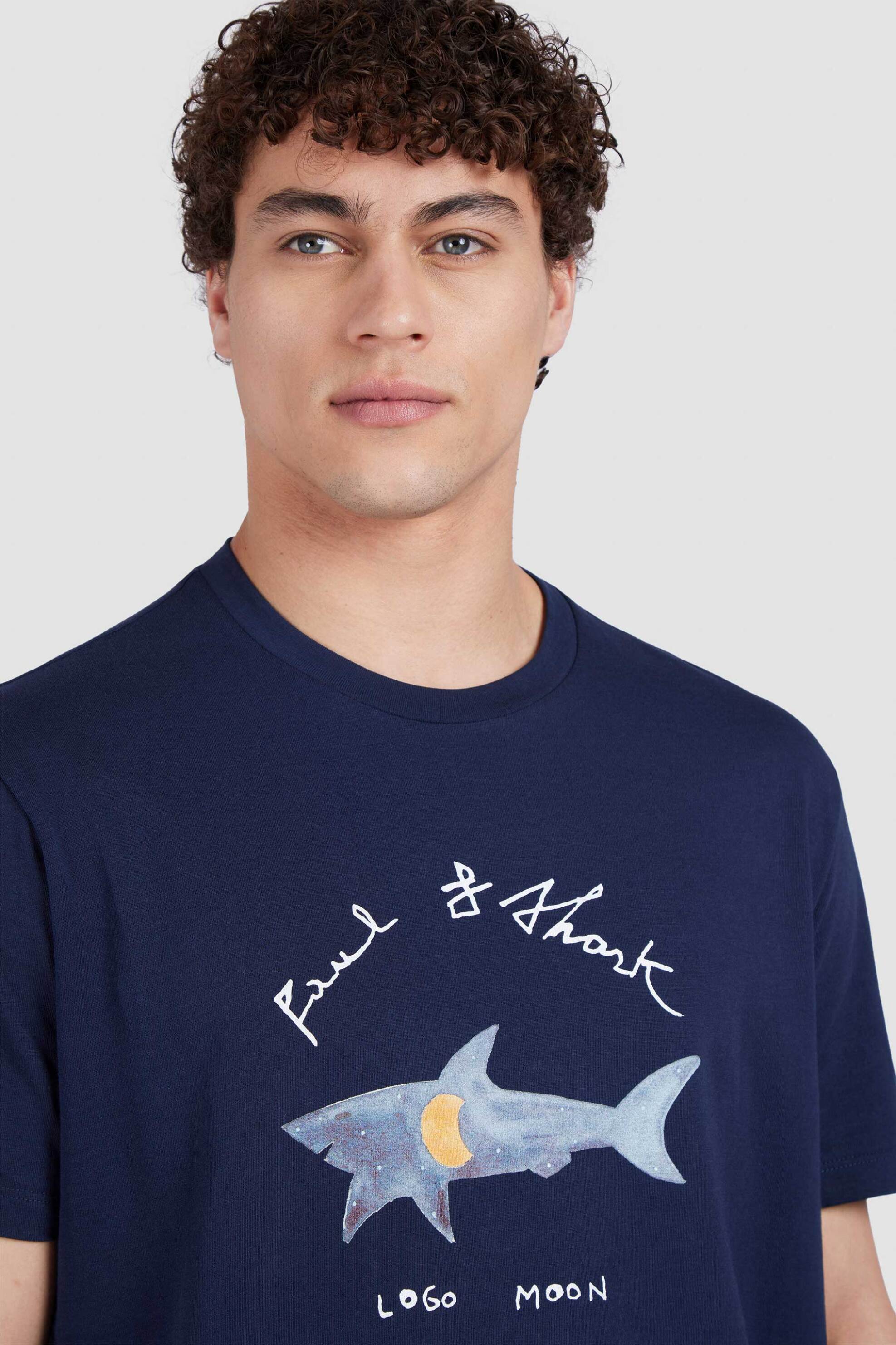 Paul&Shark ανδρικό T-shirt με moon logo print Regular Fit - 25411089 Μπλε Σκούρο φωτογραφία