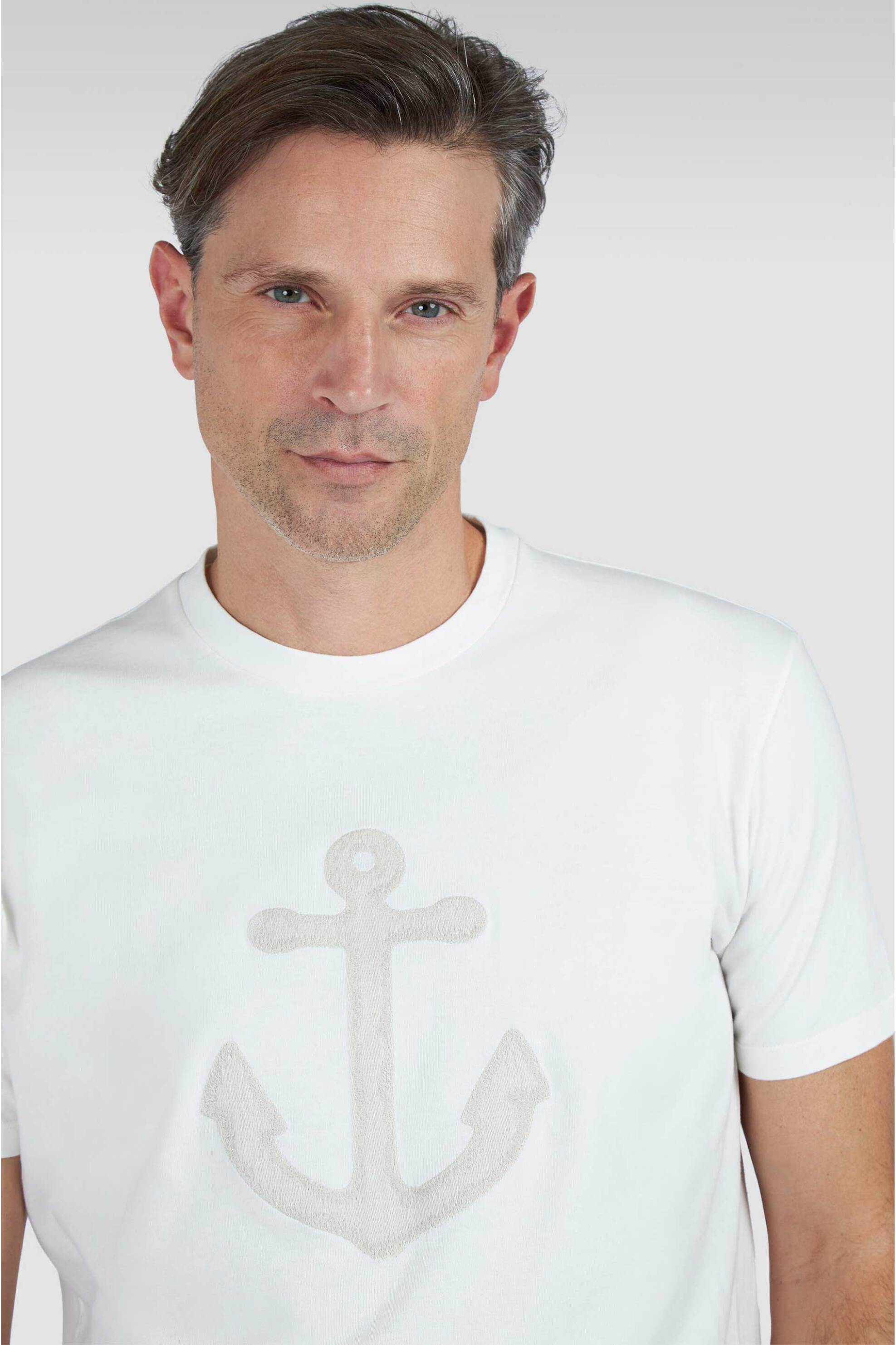 Paul&Shark ανδρικό T-shirt με κεντημένο anchor motif Regular Fit - 25411090 Υπόλευκο φωτογραφία