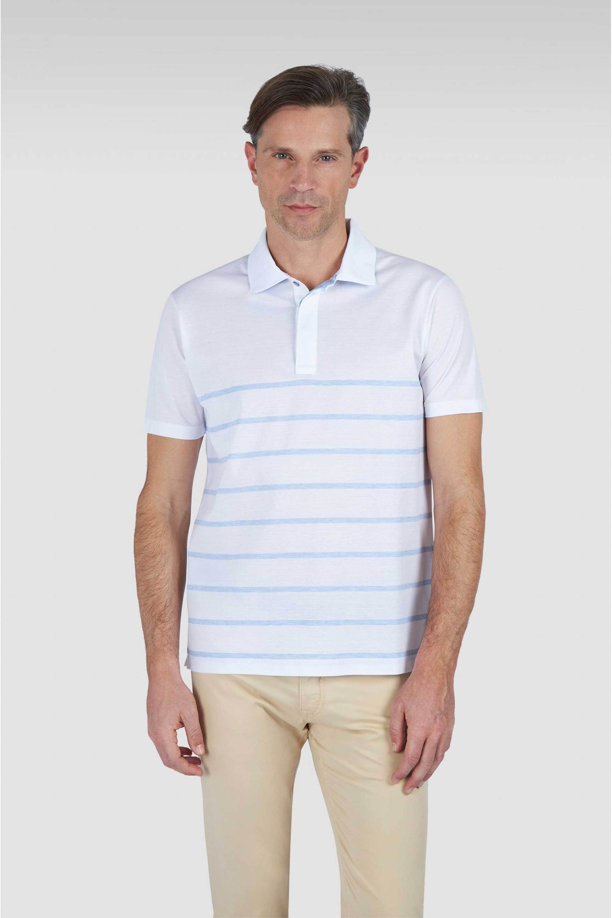 Paul&Shark ανδρική μπλούζα πόλο πικέ κοντομάνικη με ριγέ σχέδιο Regular Fit - 25411223 Λευκό