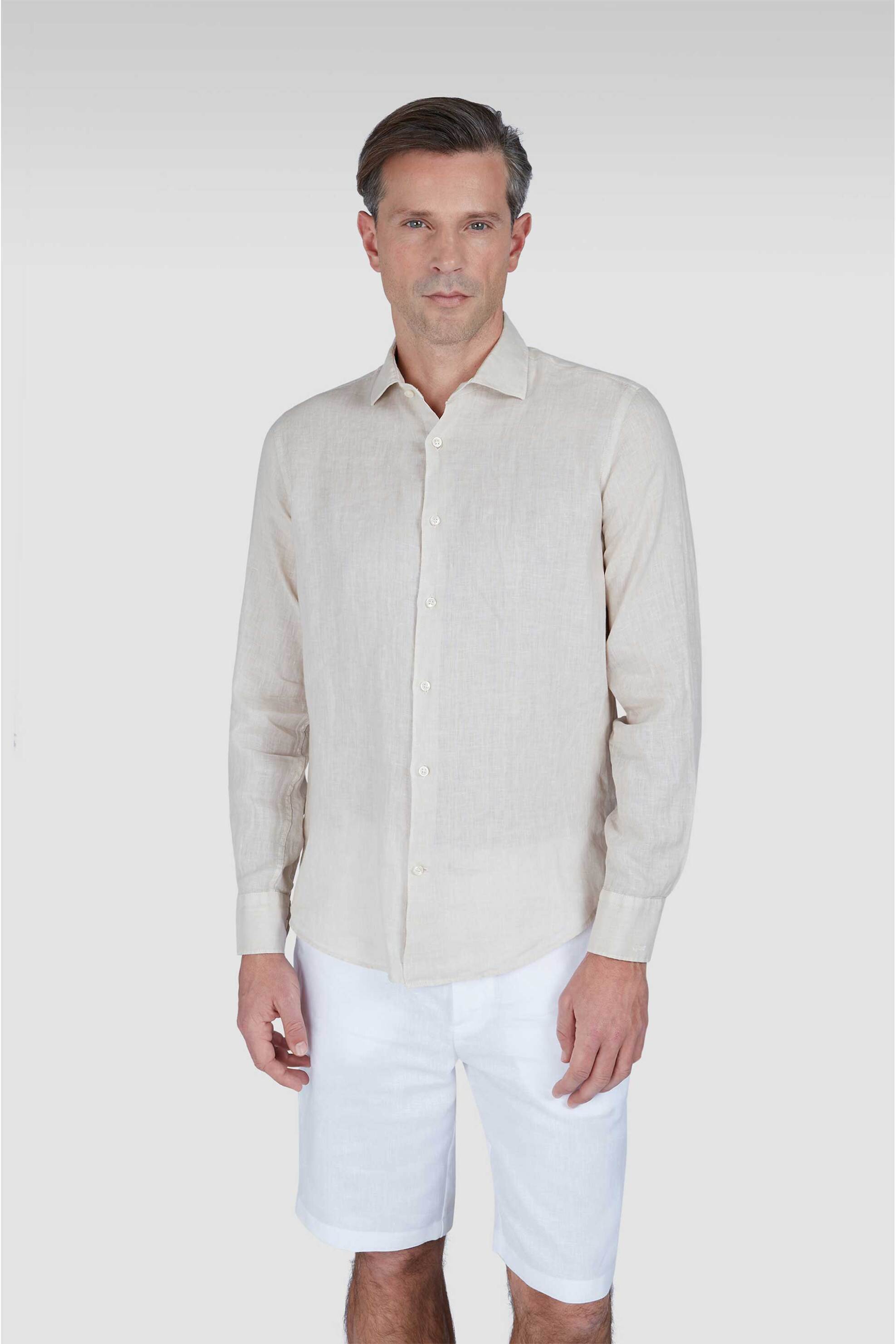 Paul&Shark ανδρικό λινό πουκάμισο Regular Fit - 25413180CF Μπεζ