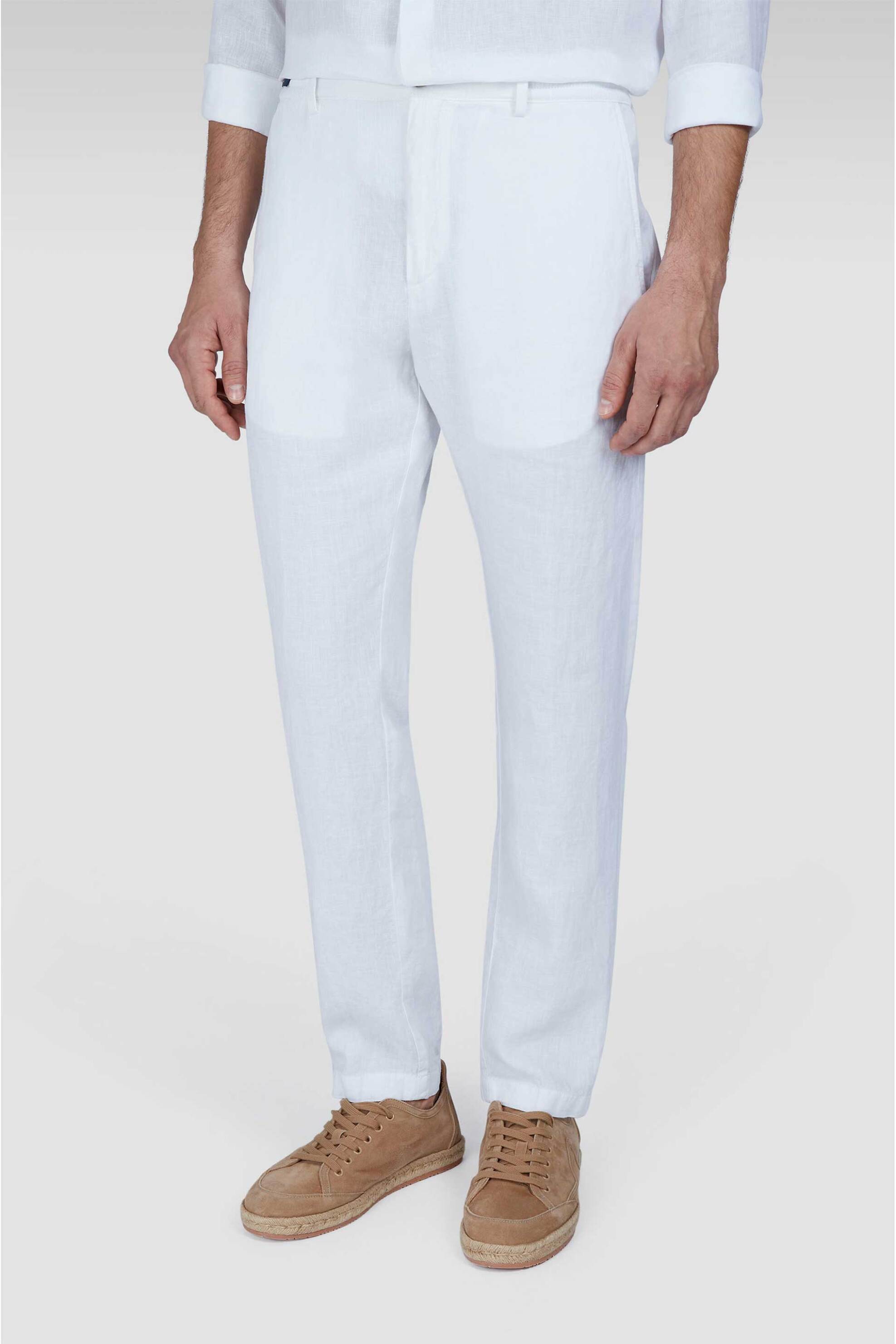 Paul&Shark ανδρικό παντελόνι chino από λινάρι Regular Fit - 25414041 Λευκό φωτογραφία