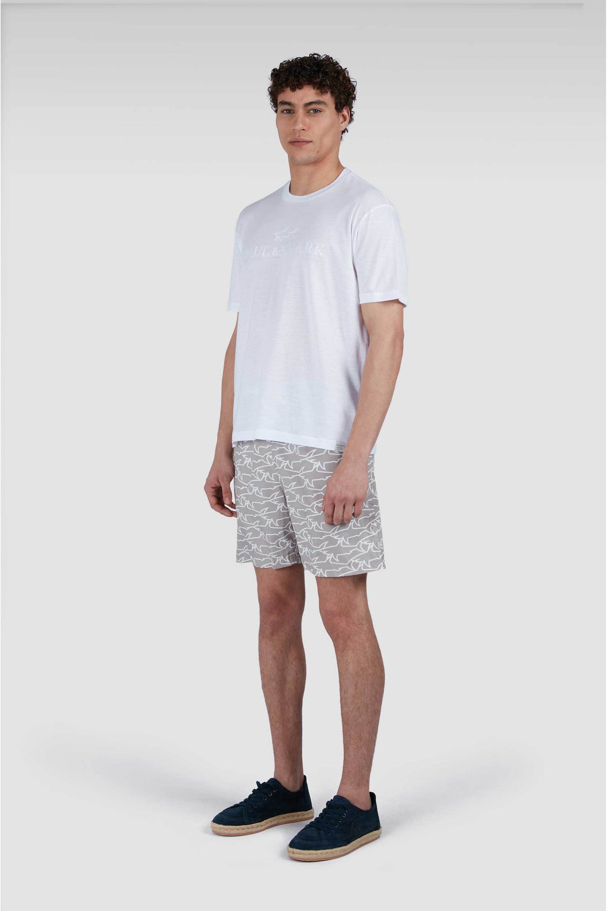 Paul&Shark ανδρικό μαγιό σορτς με all-over shark print Regular Fit - 25415035 Μπεζ