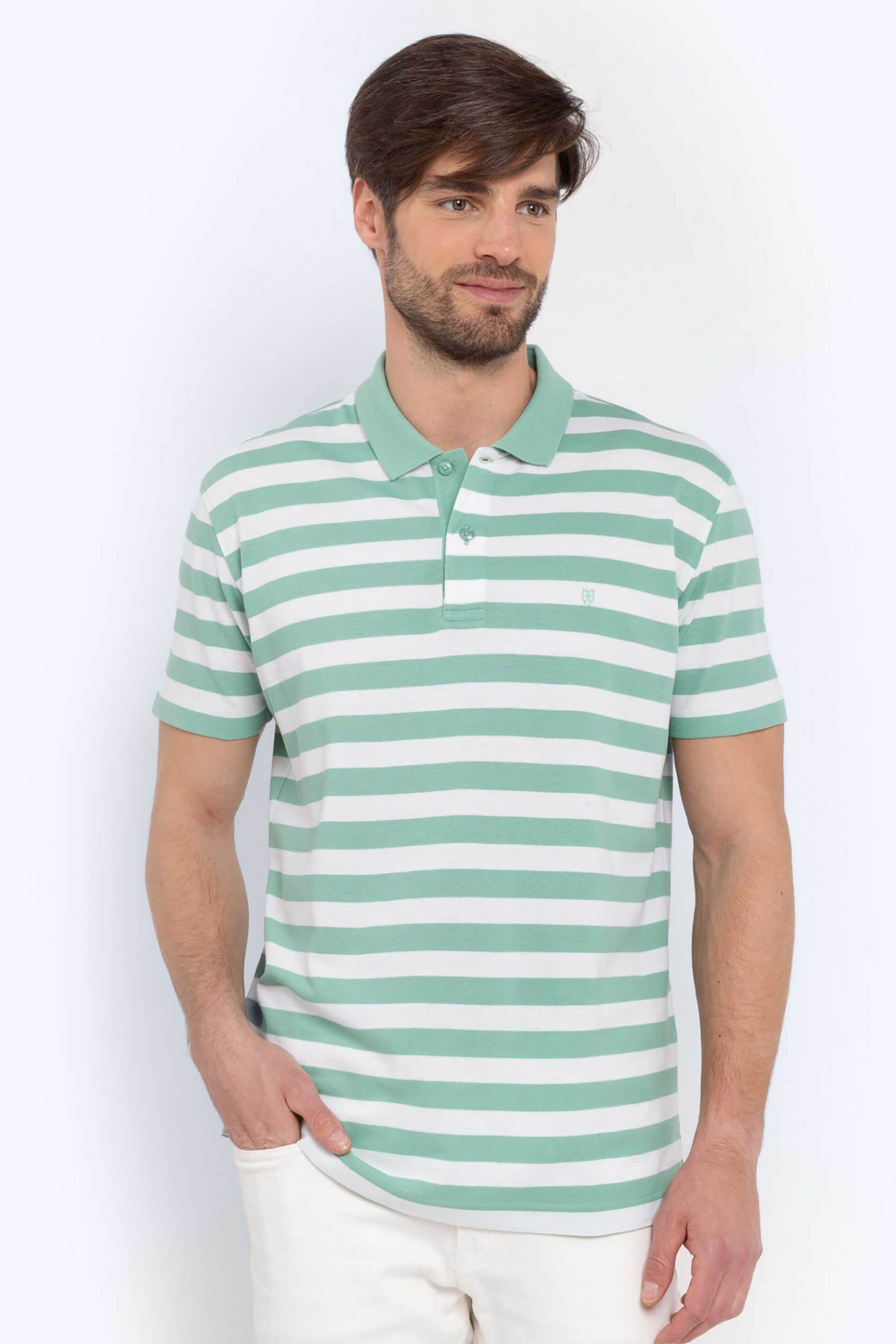 Ανδρική Μόδα > Ανδρικά Ρούχα > Ανδρικές Μπλούζες > Ανδρικές Μπλούζες Πολο The Bostonians ανδρική πόλο μπλούζα πικέ με ριγέ σχέδιο και λογότυπο Regular Fit "Acorn" - PS4454 Πράσινο Ανοιχτό