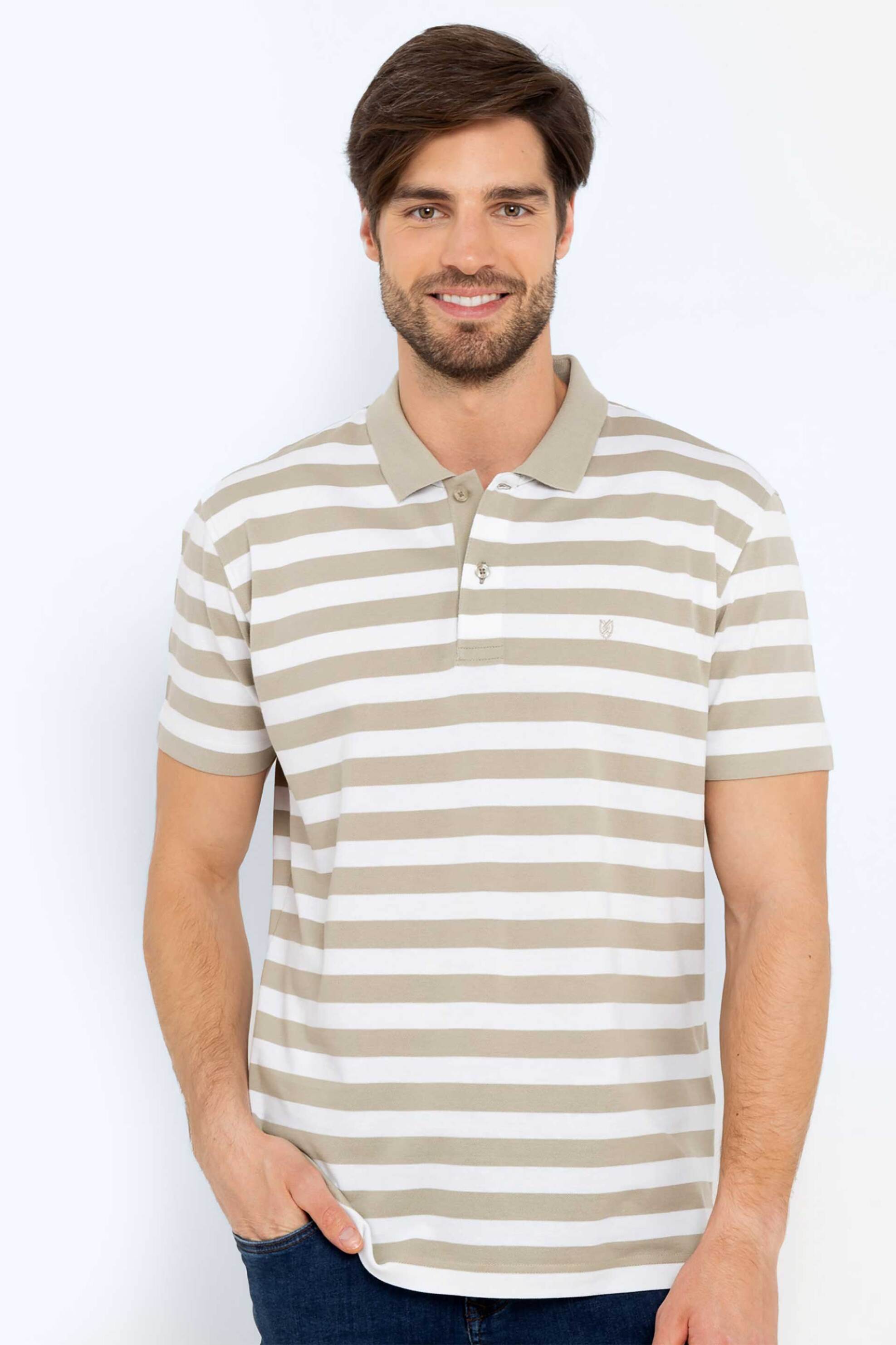 The Bostonians ανδρική πόλο μπλούζα πικέ με ριγέ σχέδιο και λογότυπο Regular Fit 