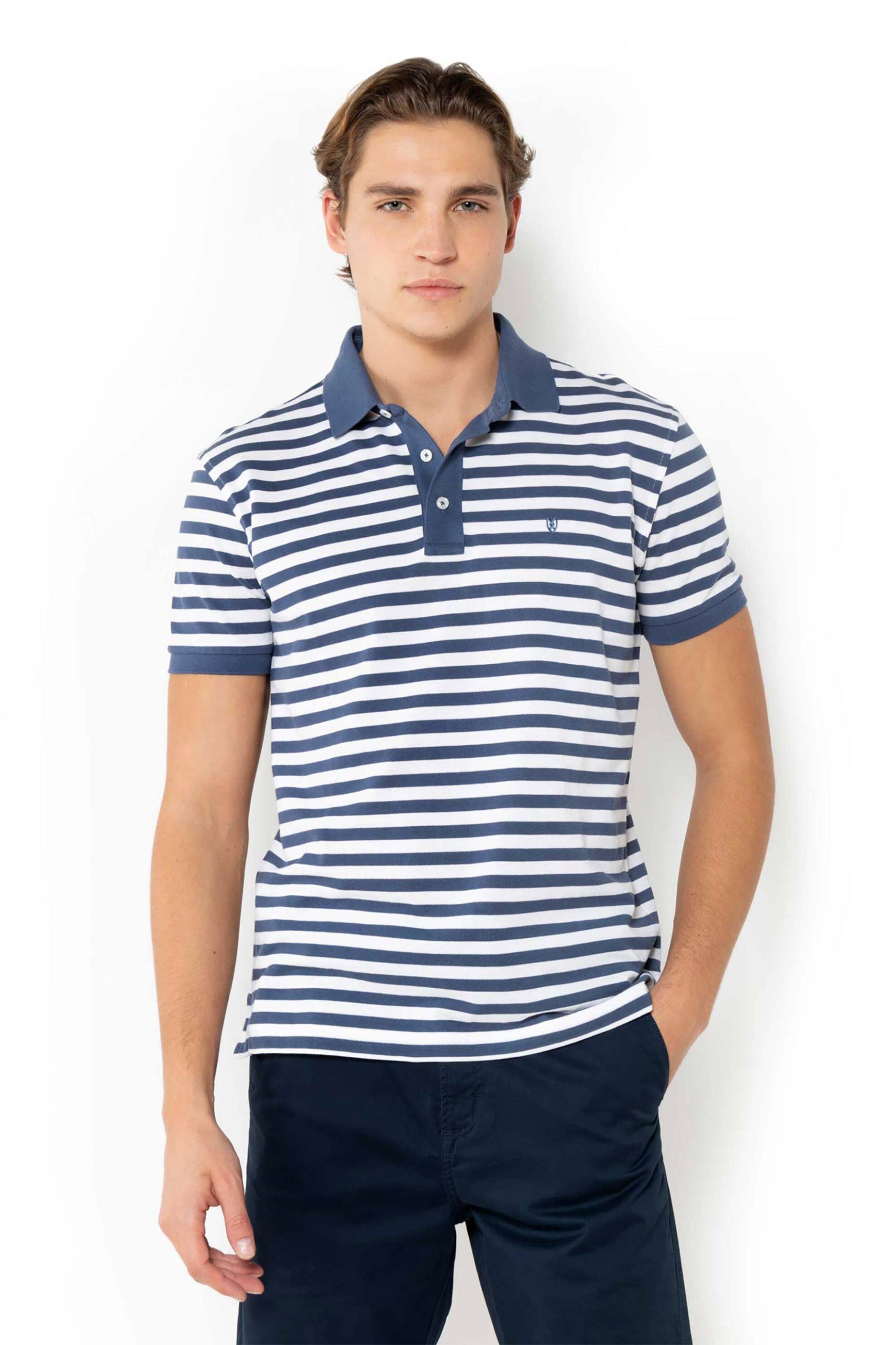 The Bostonians ανδρική μπλούζα πόλο πικέ με ριγέ σχέδιο Regular Fit "Acorn" - PS4462 Μπλε Ανοιχτό