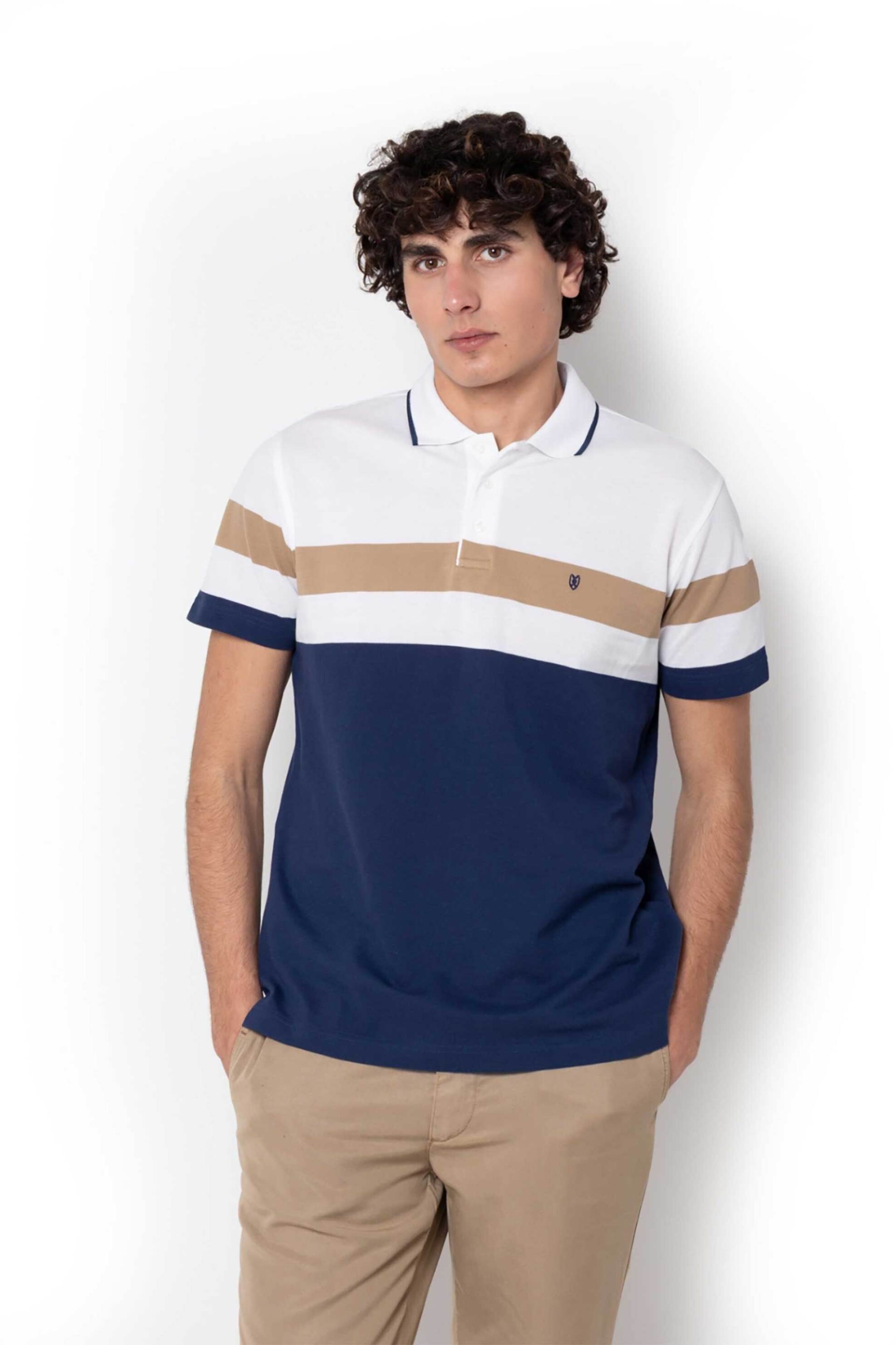 The Bostonians ανδρική μπλούζα πόλο πικέ με ρίγες Regular Fit "Acorn" - PS4464 Μπλε Σκούρο