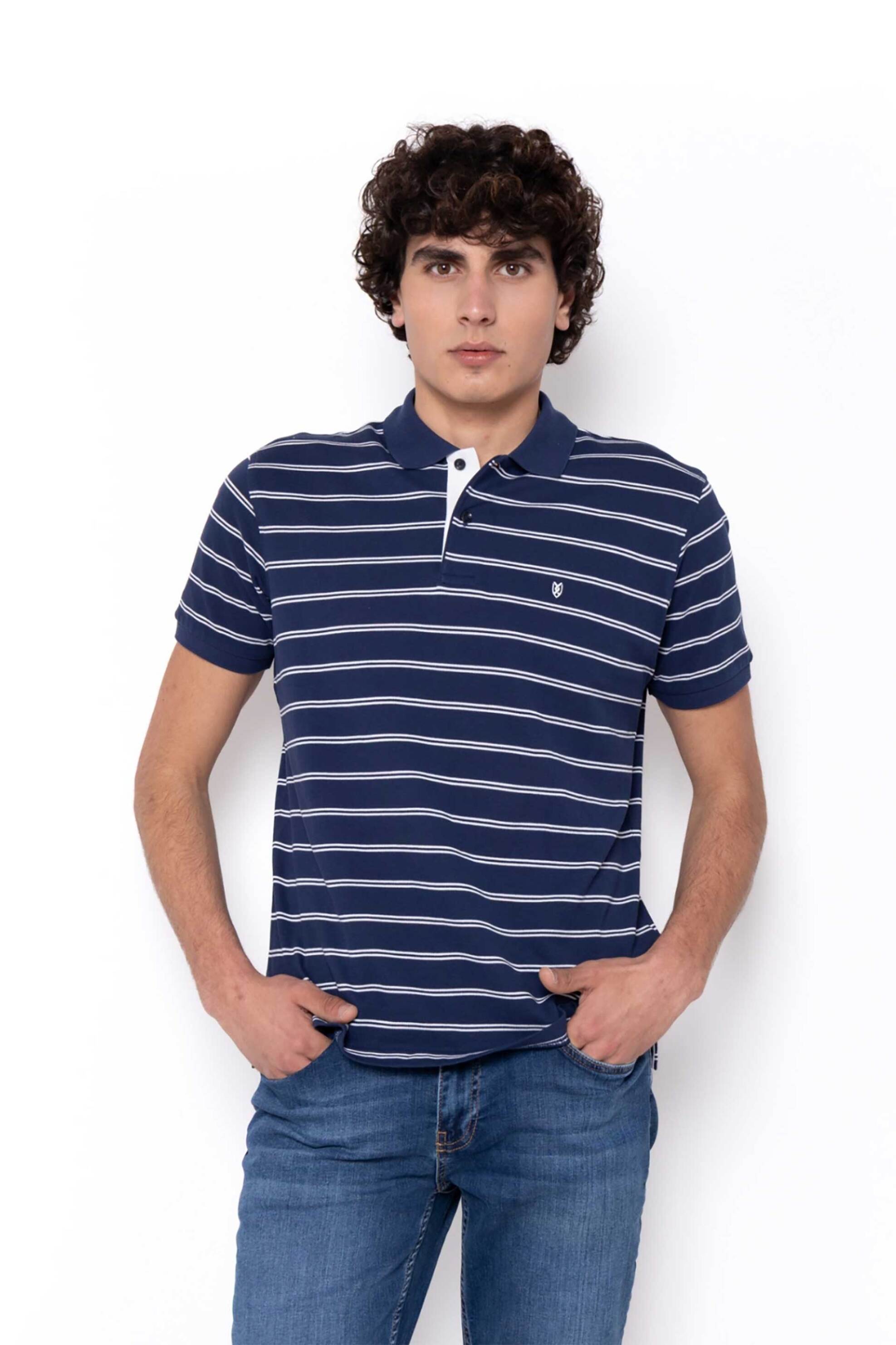 The Bostonians ανδρική μπλούζα πόλο πικέ με ριγέ σχέδιο Regular Fit "Acorn" - PS4468 Μπλε Σκούρο